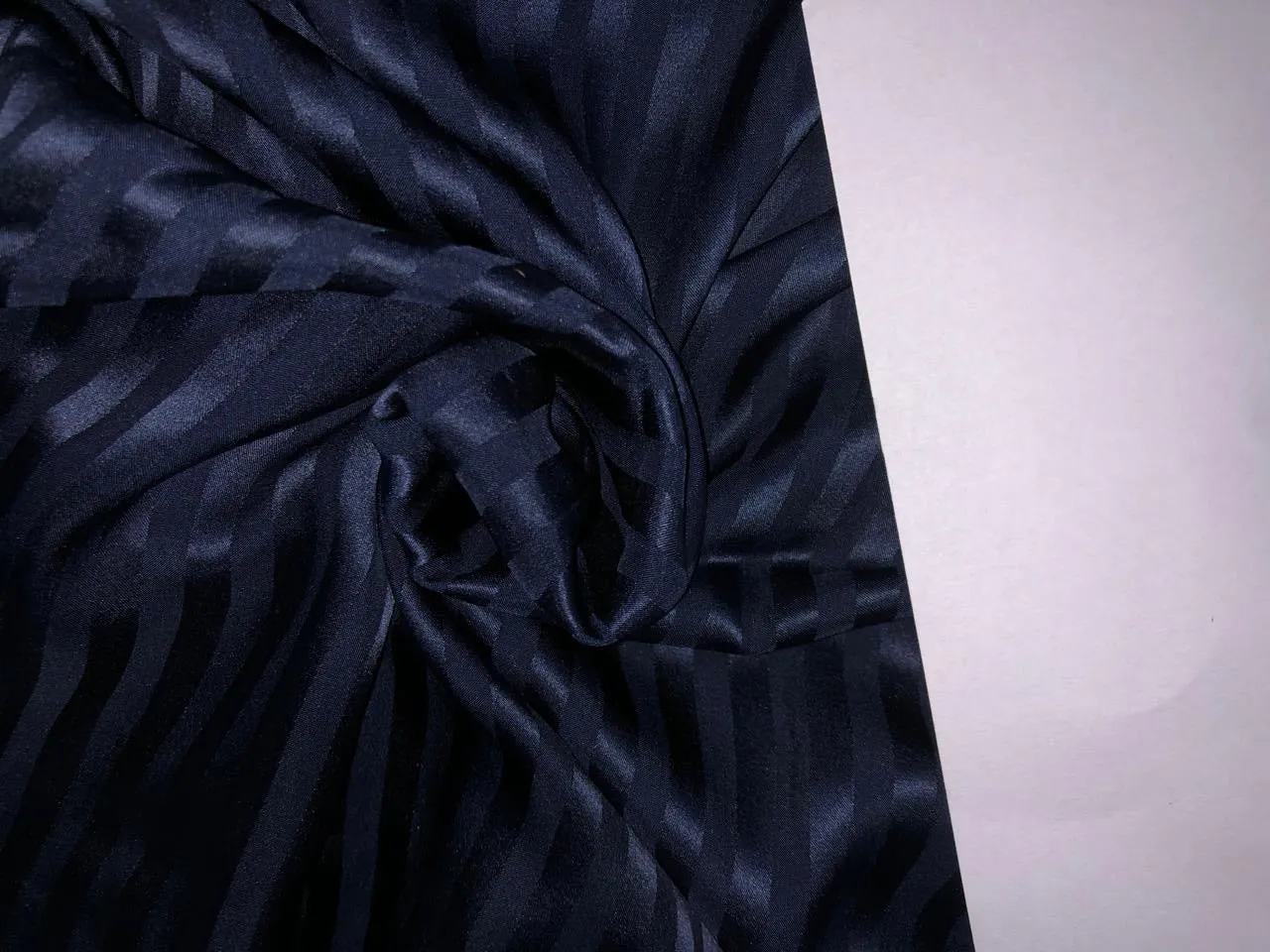 100% SILK CHIFFON  fabric NAVY WITH SELF SATIN stripe 54" wide [16084]