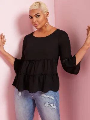 3/4-Sleeve Tiered Blouse