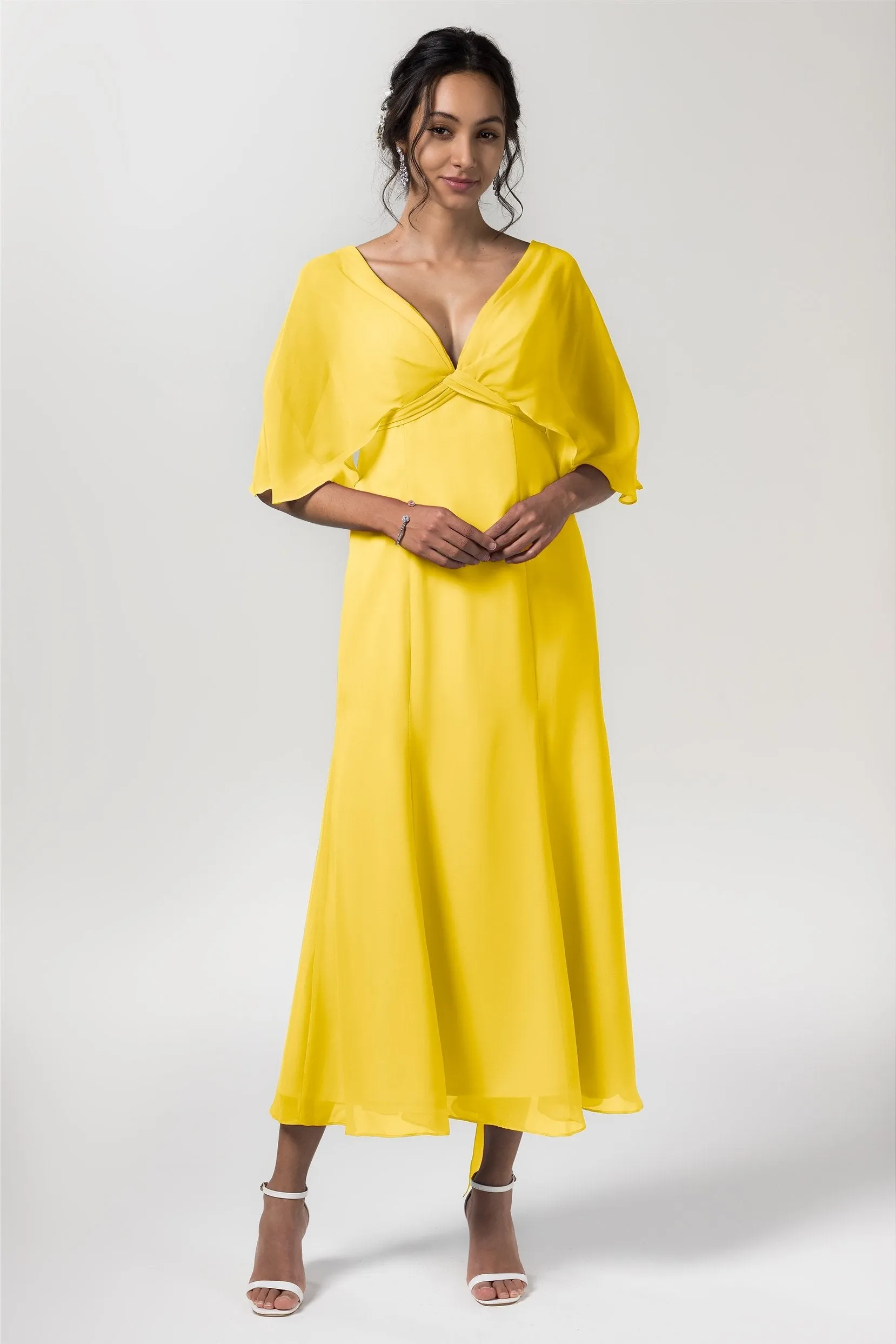 A-Line Tea Length Chiffon Bridesmaid Dress CB0553