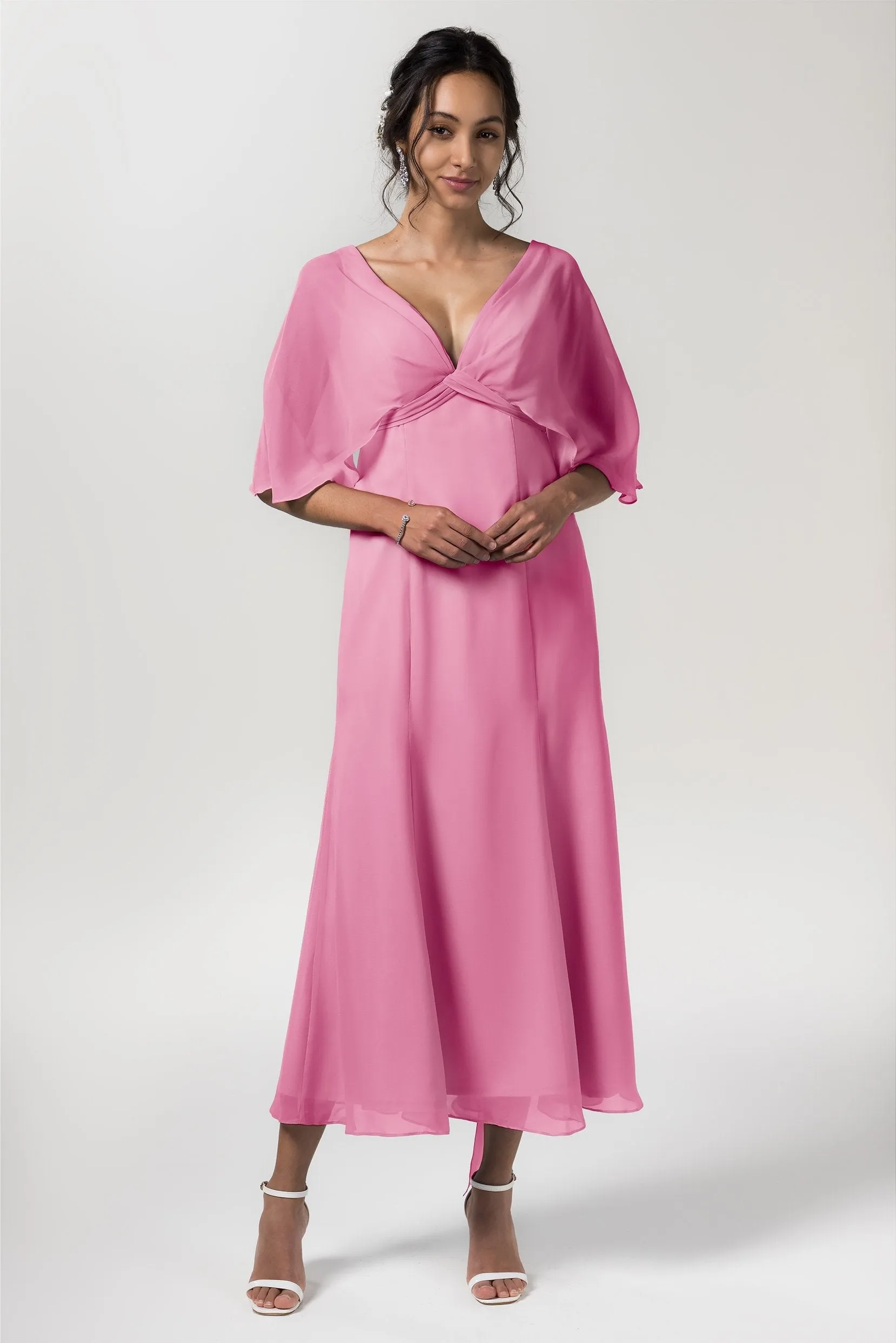 A-Line Tea Length Chiffon Bridesmaid Dress CB0553