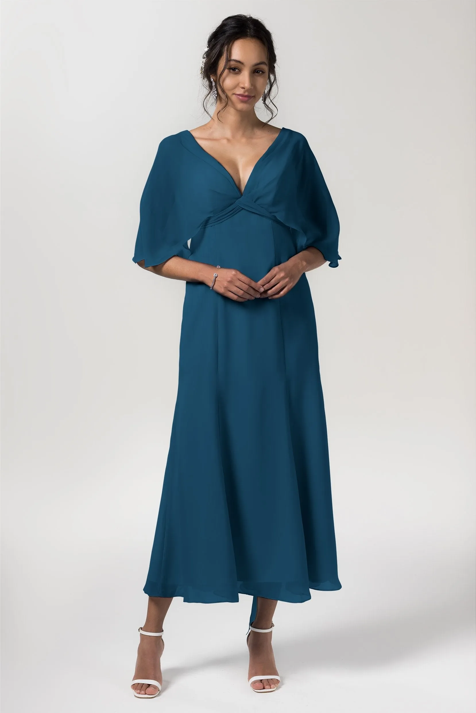 A-Line Tea Length Chiffon Bridesmaid Dress CB0553