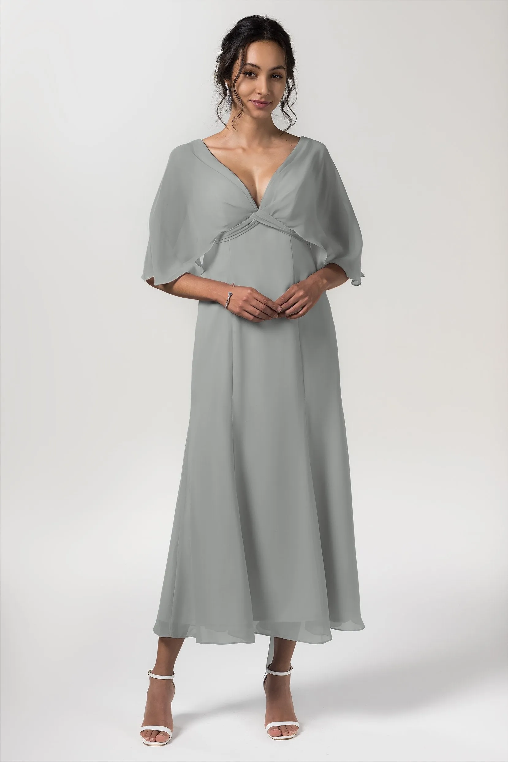 A-Line Tea Length Chiffon Bridesmaid Dress CB0553