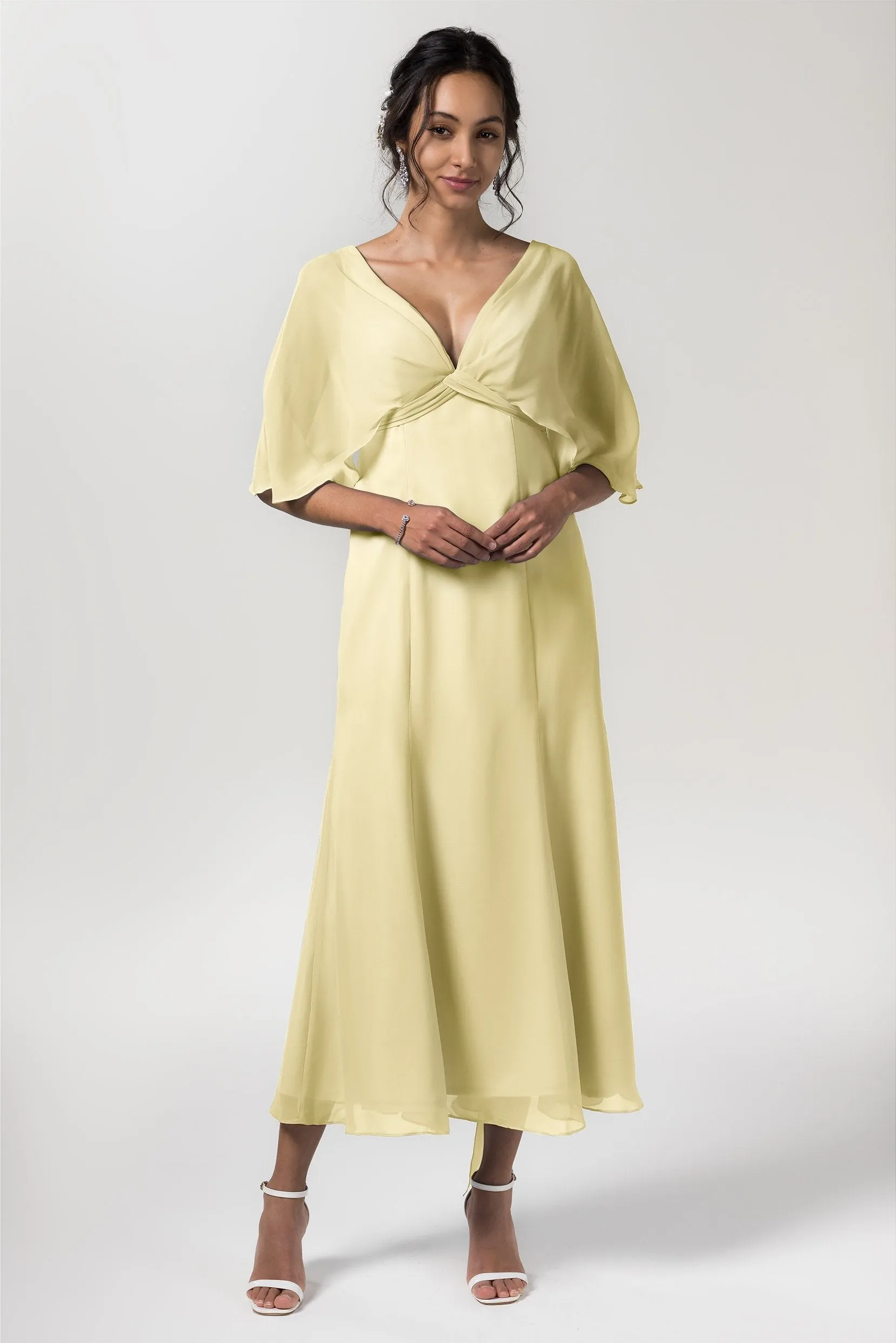 A-Line Tea Length Chiffon Bridesmaid Dress CB0553
