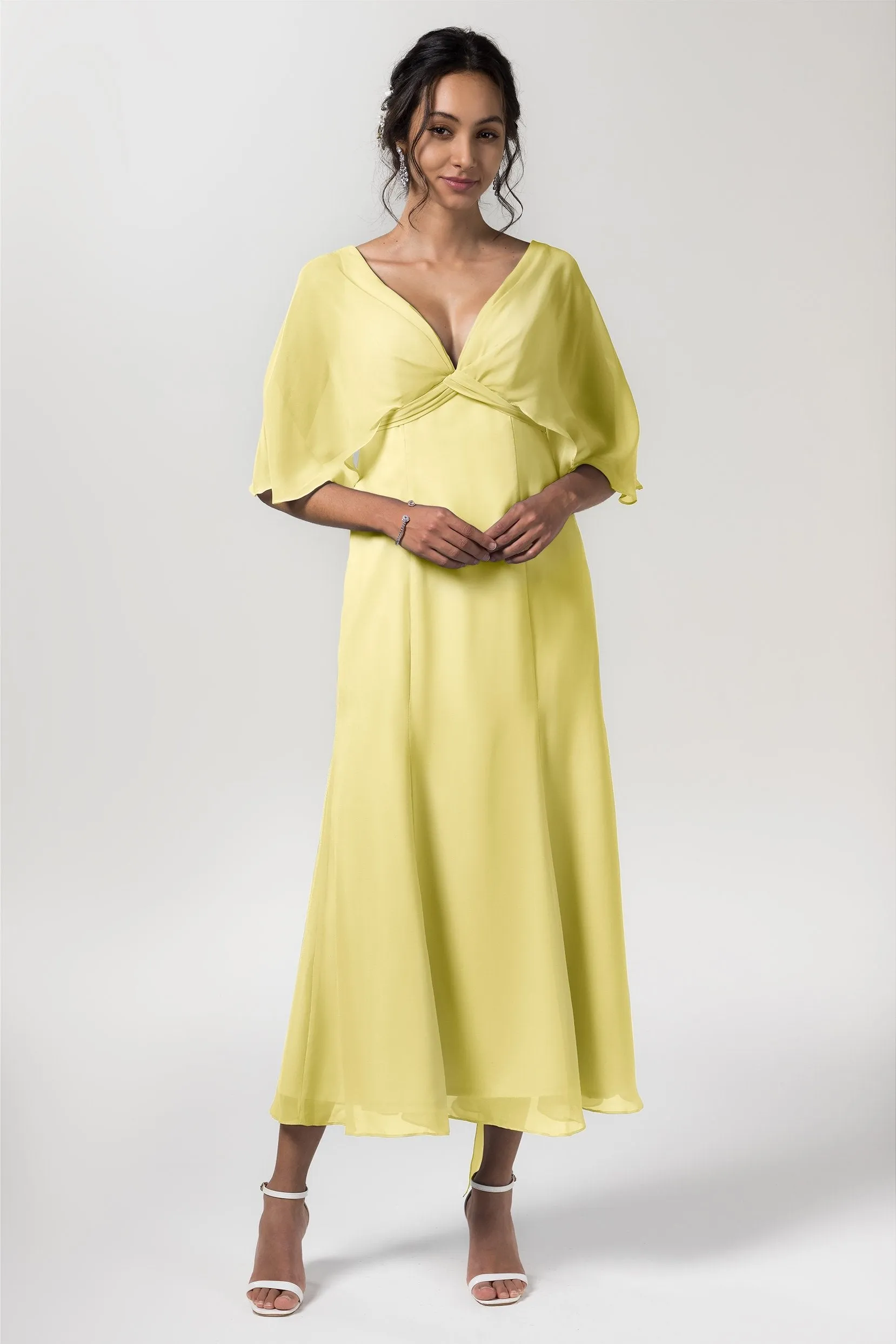 A-Line Tea Length Chiffon Bridesmaid Dress CB0553