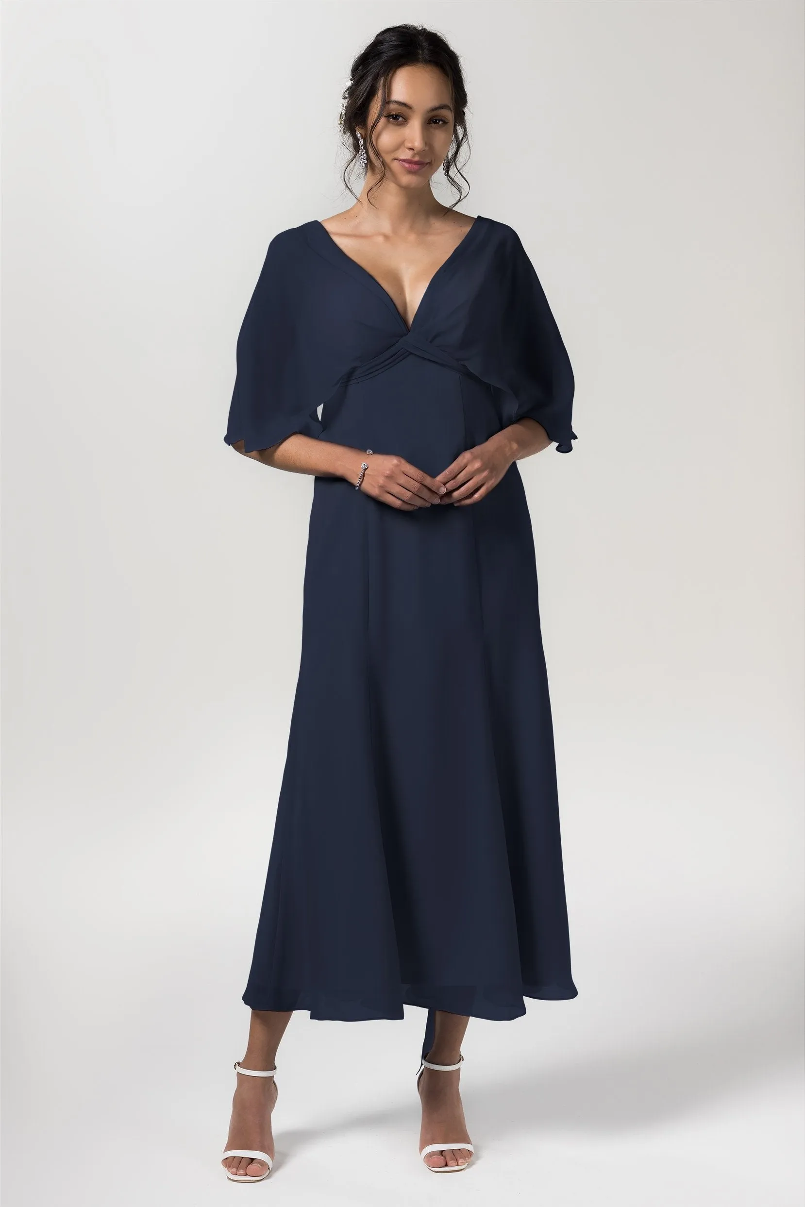 A-Line Tea Length Chiffon Bridesmaid Dress CB0553