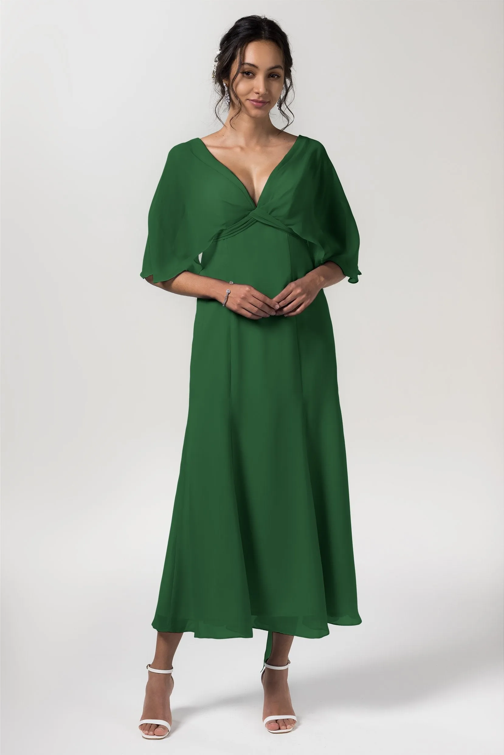 A-Line Tea Length Chiffon Bridesmaid Dress CB0553