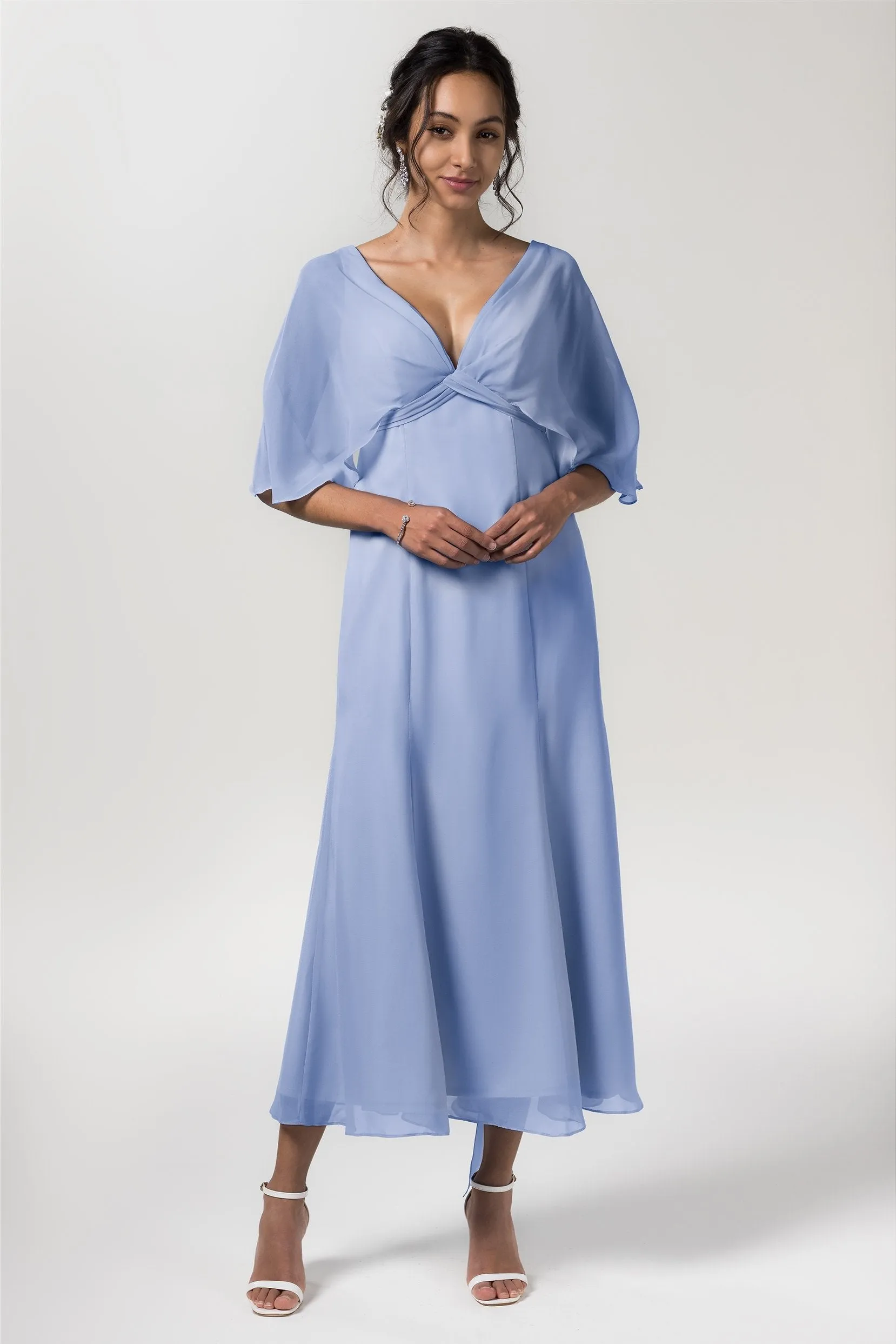 A-Line Tea Length Chiffon Bridesmaid Dress CB0553