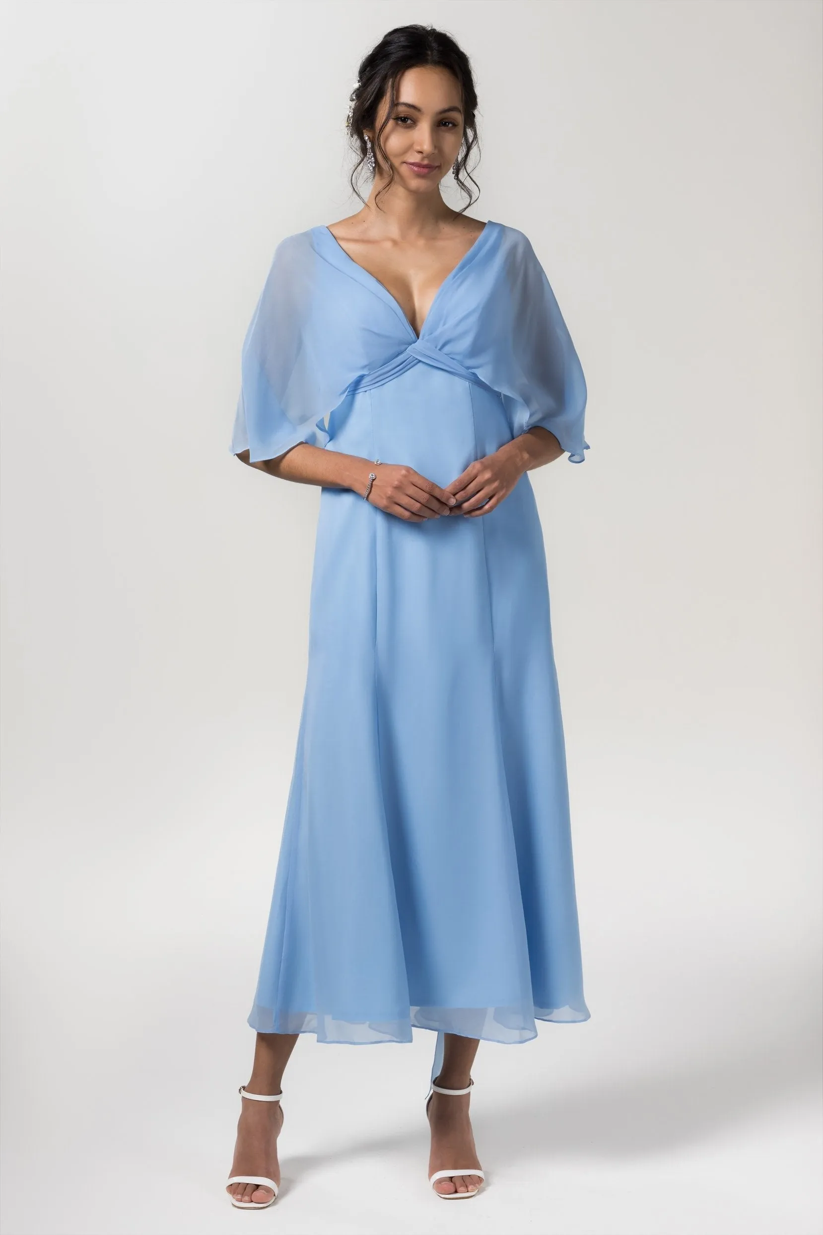 A-Line Tea Length Chiffon Bridesmaid Dress CB0553