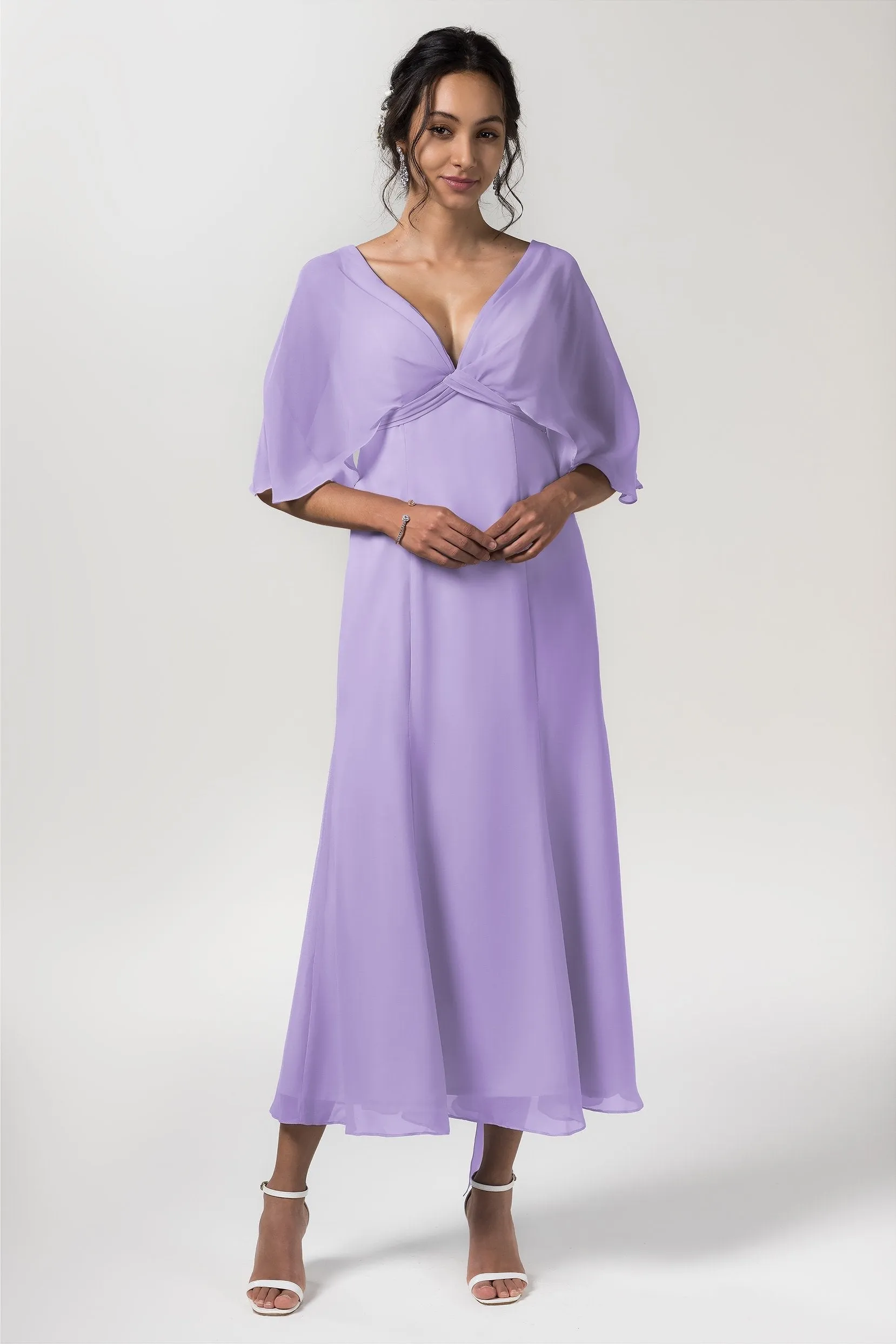 A-Line Tea Length Chiffon Bridesmaid Dress CB0553