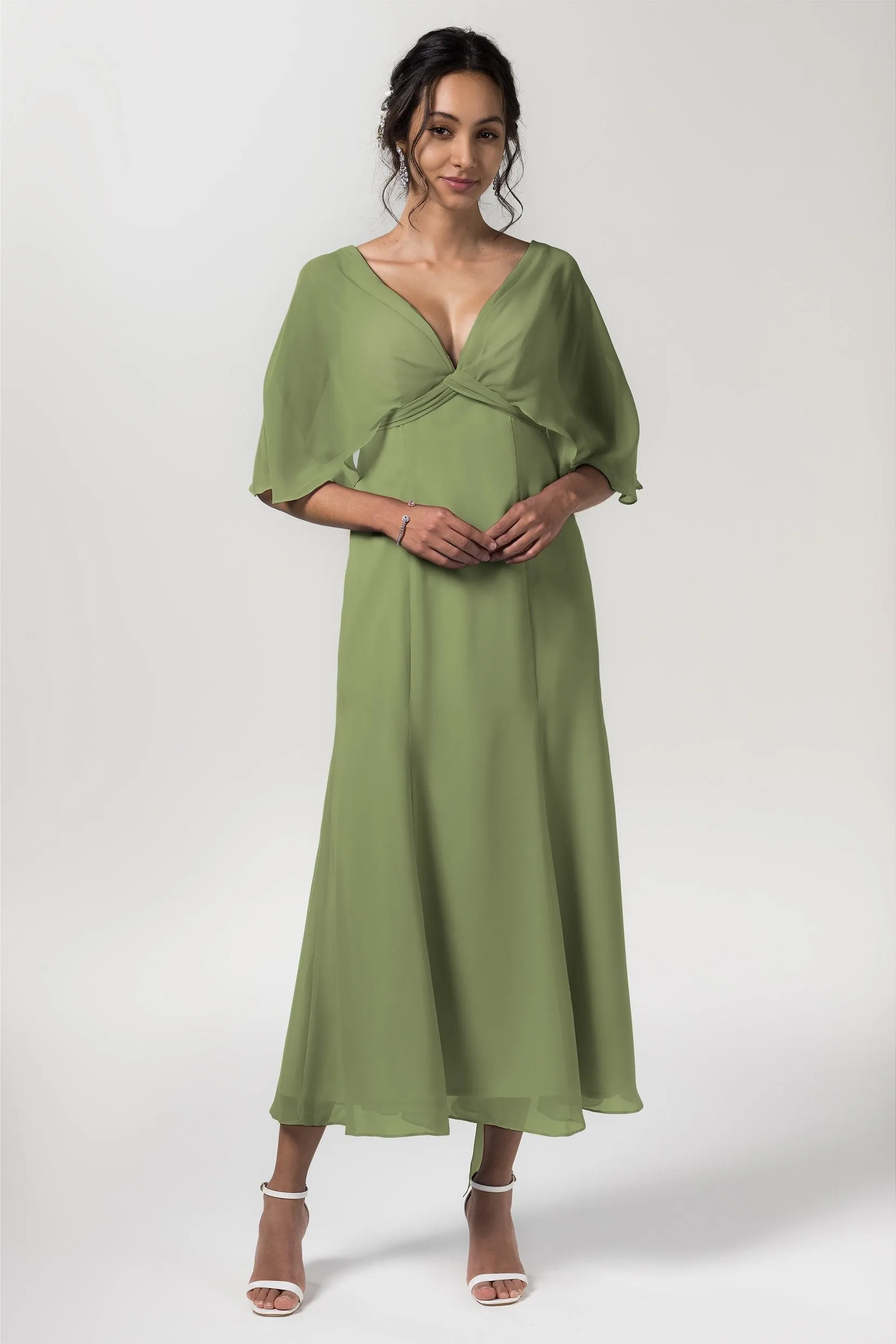 A-Line Tea Length Chiffon Bridesmaid Dress CB0553