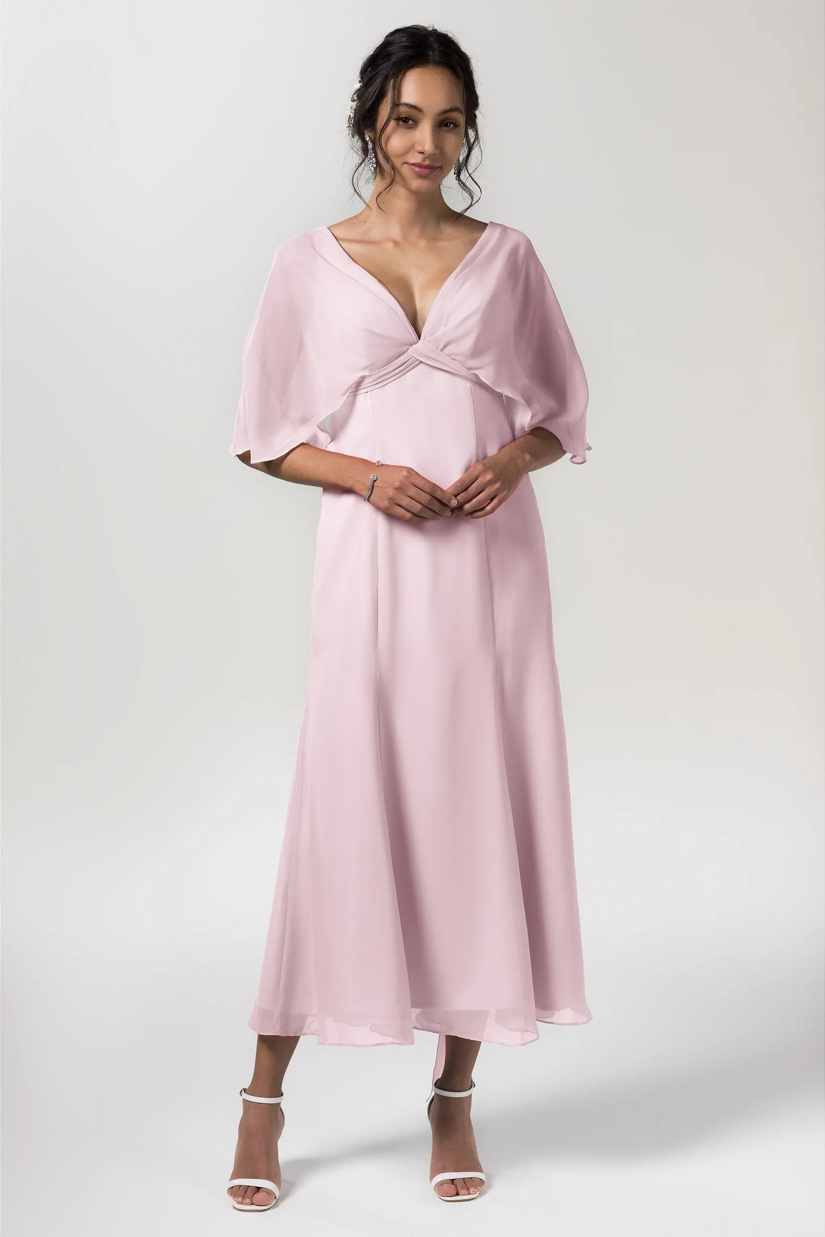 A-Line Tea Length Chiffon Bridesmaid Dress CB0553