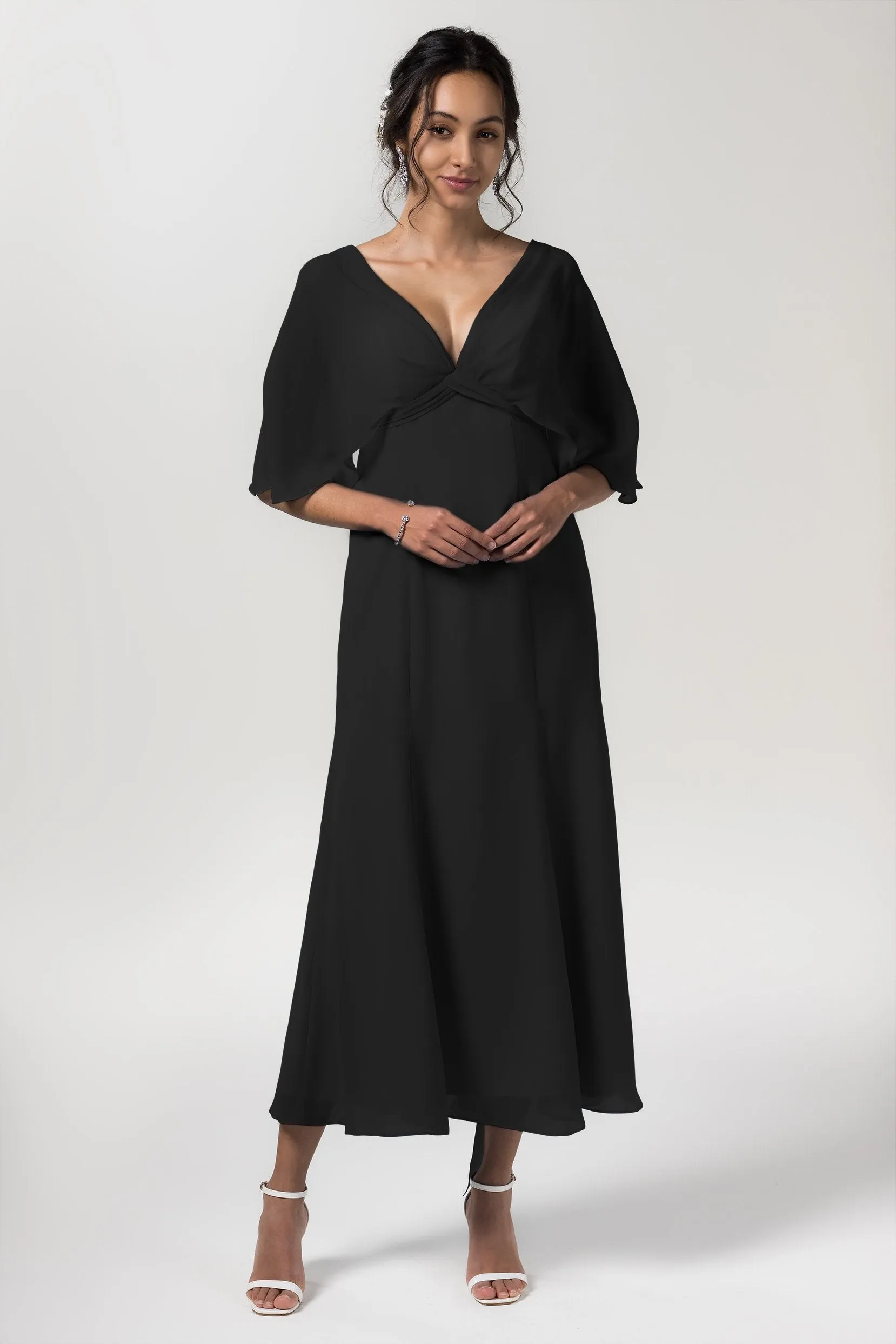 A-Line Tea Length Chiffon Bridesmaid Dress CB0553