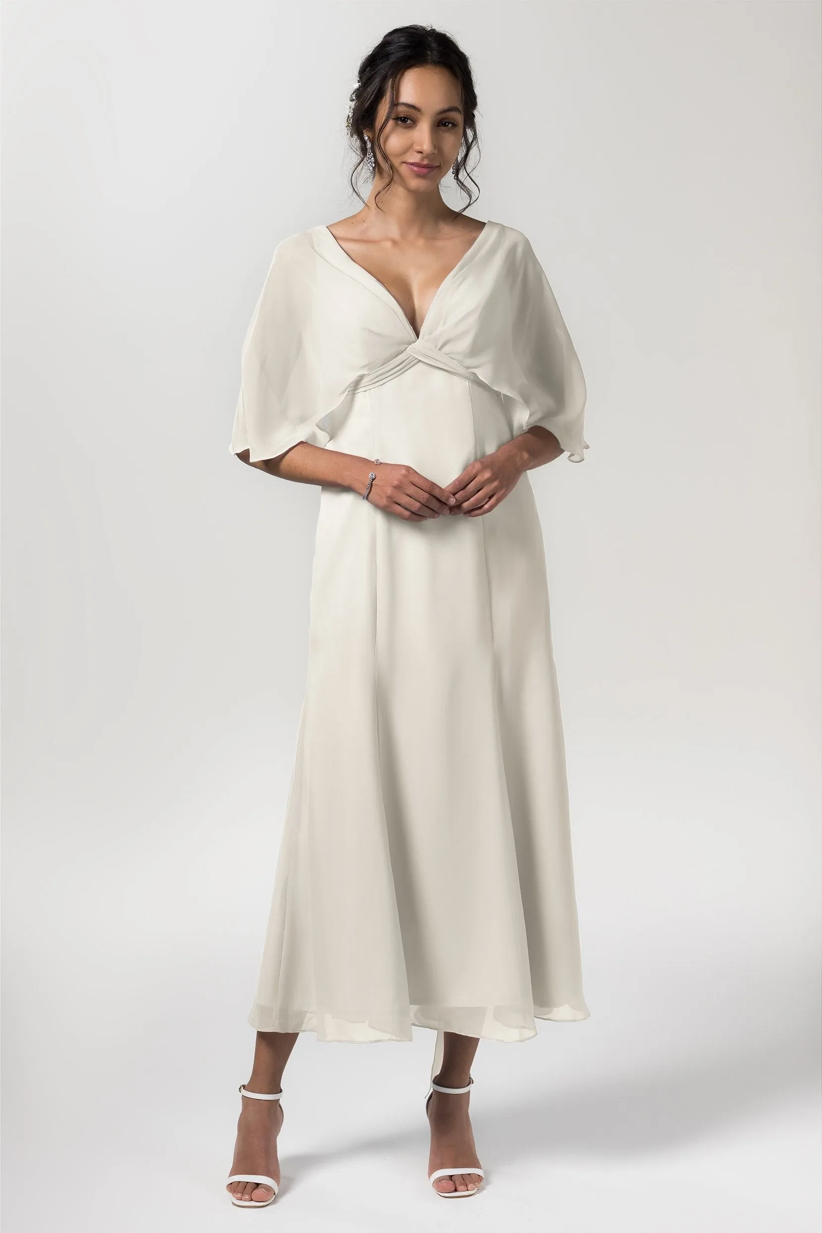 A-Line Tea Length Chiffon Bridesmaid Dress CB0553