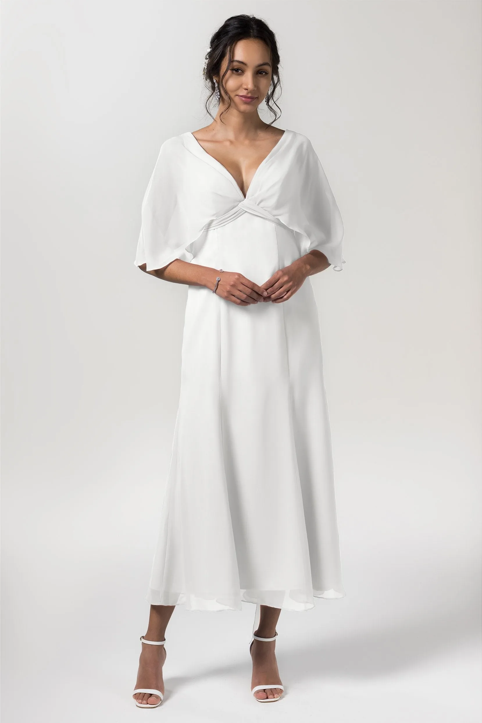 A-Line Tea Length Chiffon Bridesmaid Dress CB0553