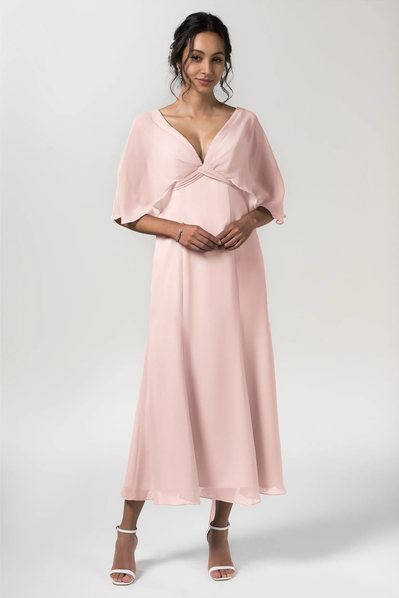 A-Line Tea Length Chiffon Bridesmaid Dress CB0553