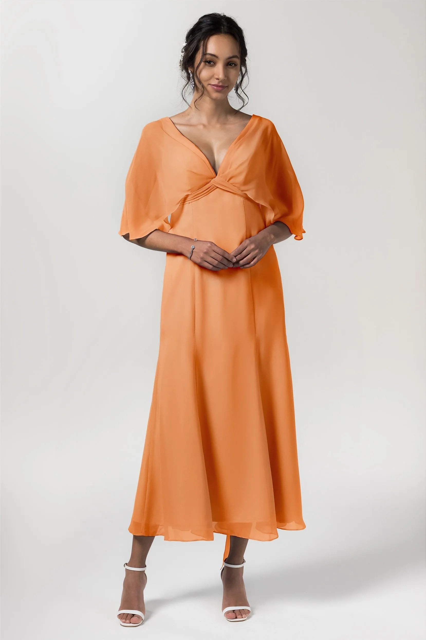 A-Line Tea Length Chiffon Bridesmaid Dress CB0553