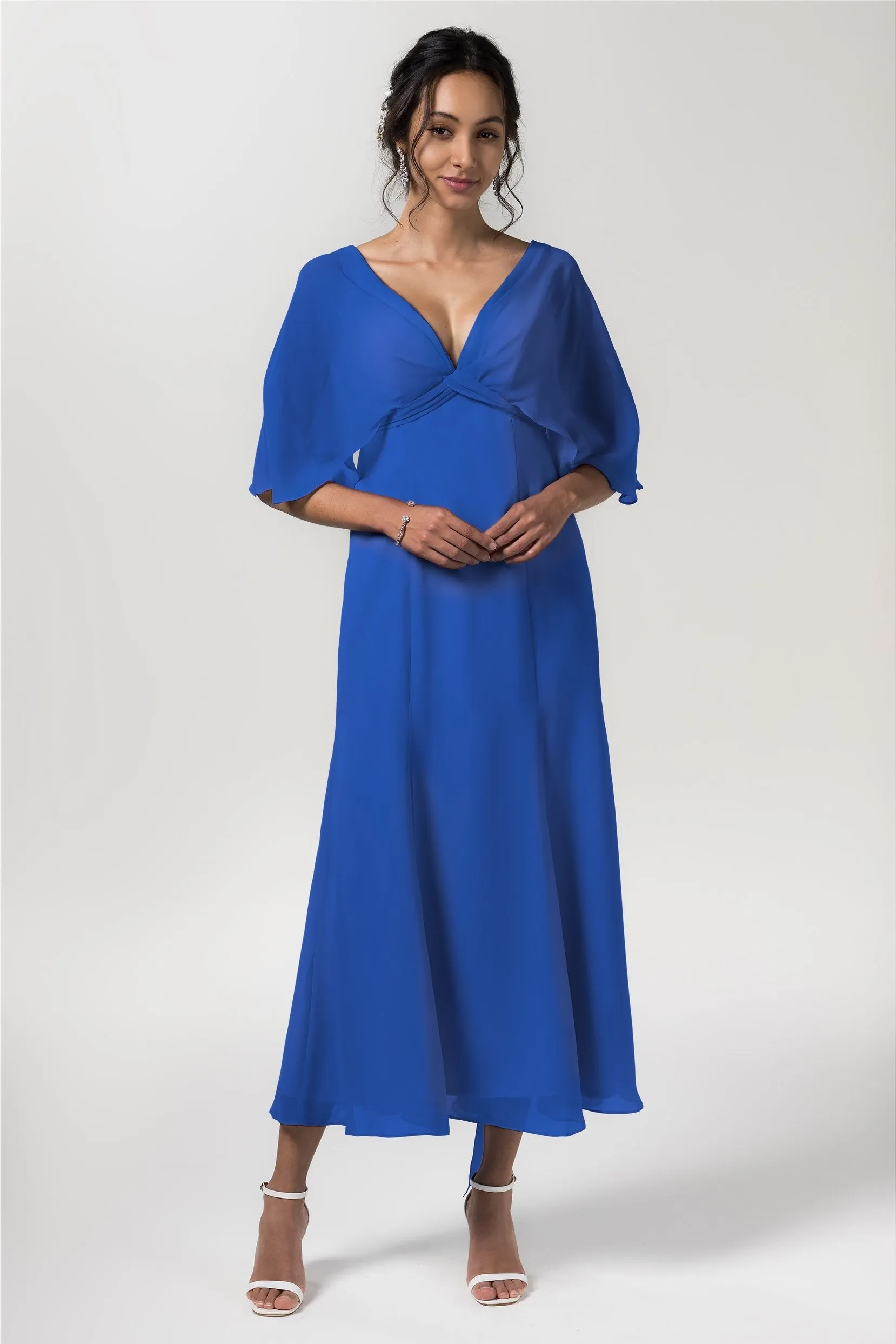 A-Line Tea Length Chiffon Bridesmaid Dress CB0553