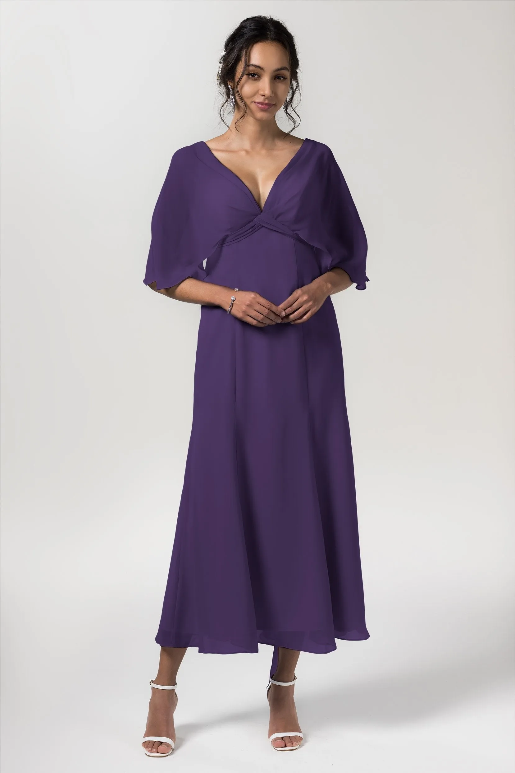 A-Line Tea Length Chiffon Bridesmaid Dress CB0553