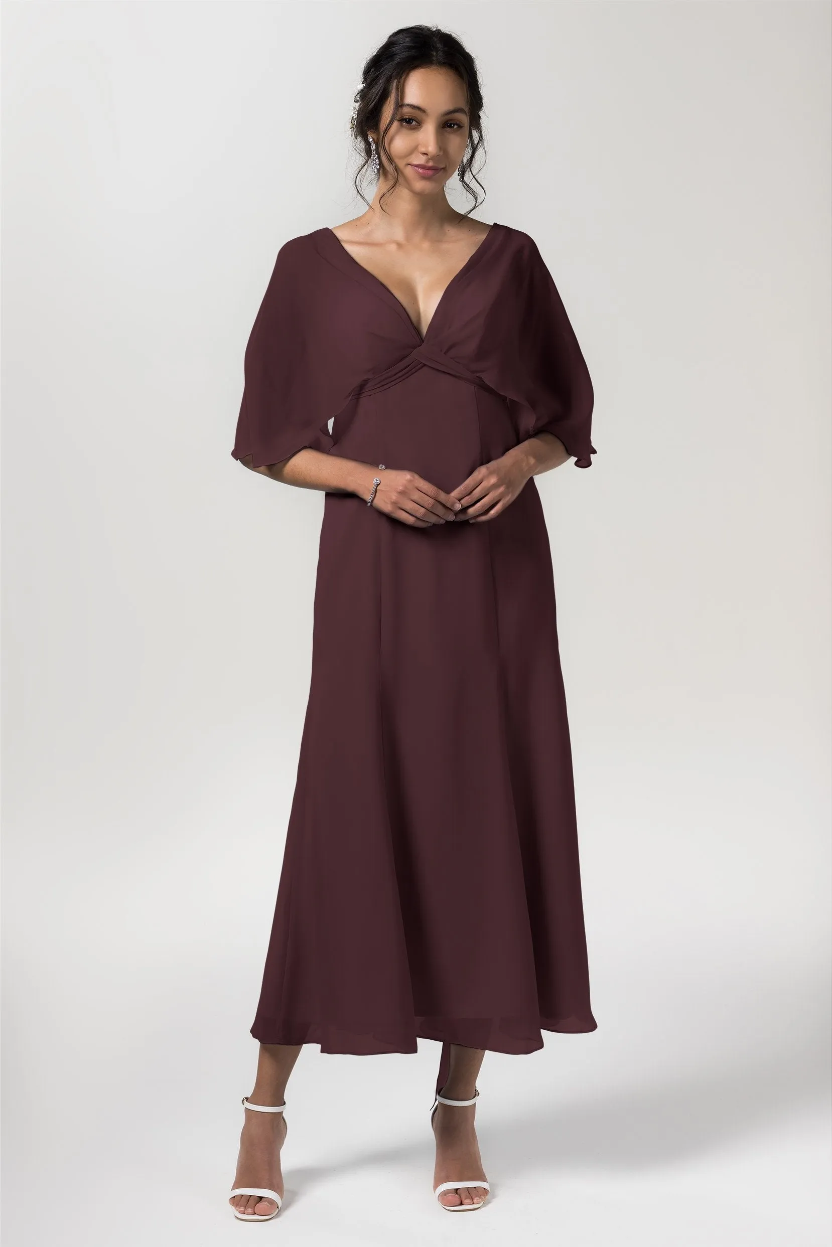 A-Line Tea Length Chiffon Bridesmaid Dress CB0553