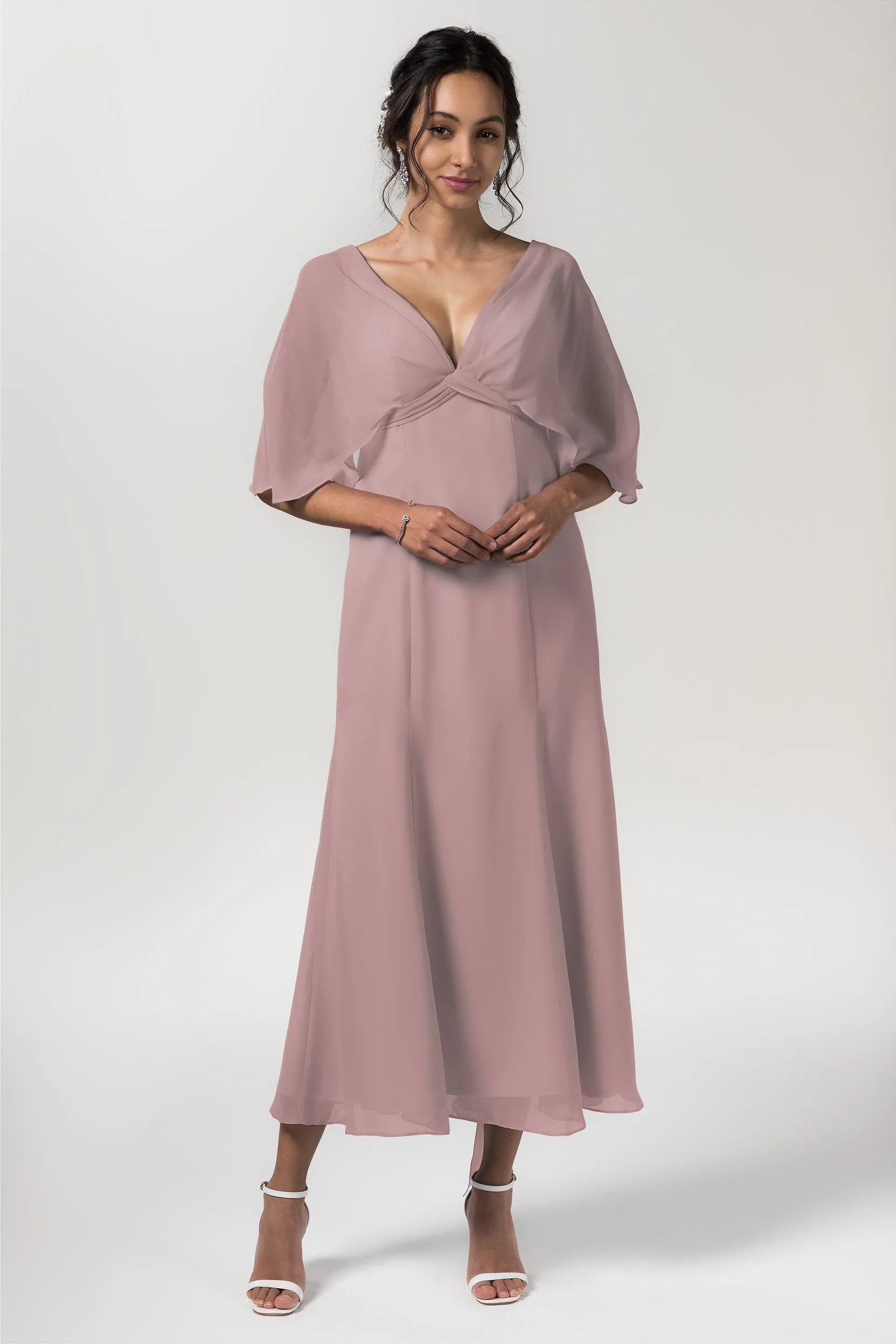 A-Line Tea Length Chiffon Bridesmaid Dress CB0553