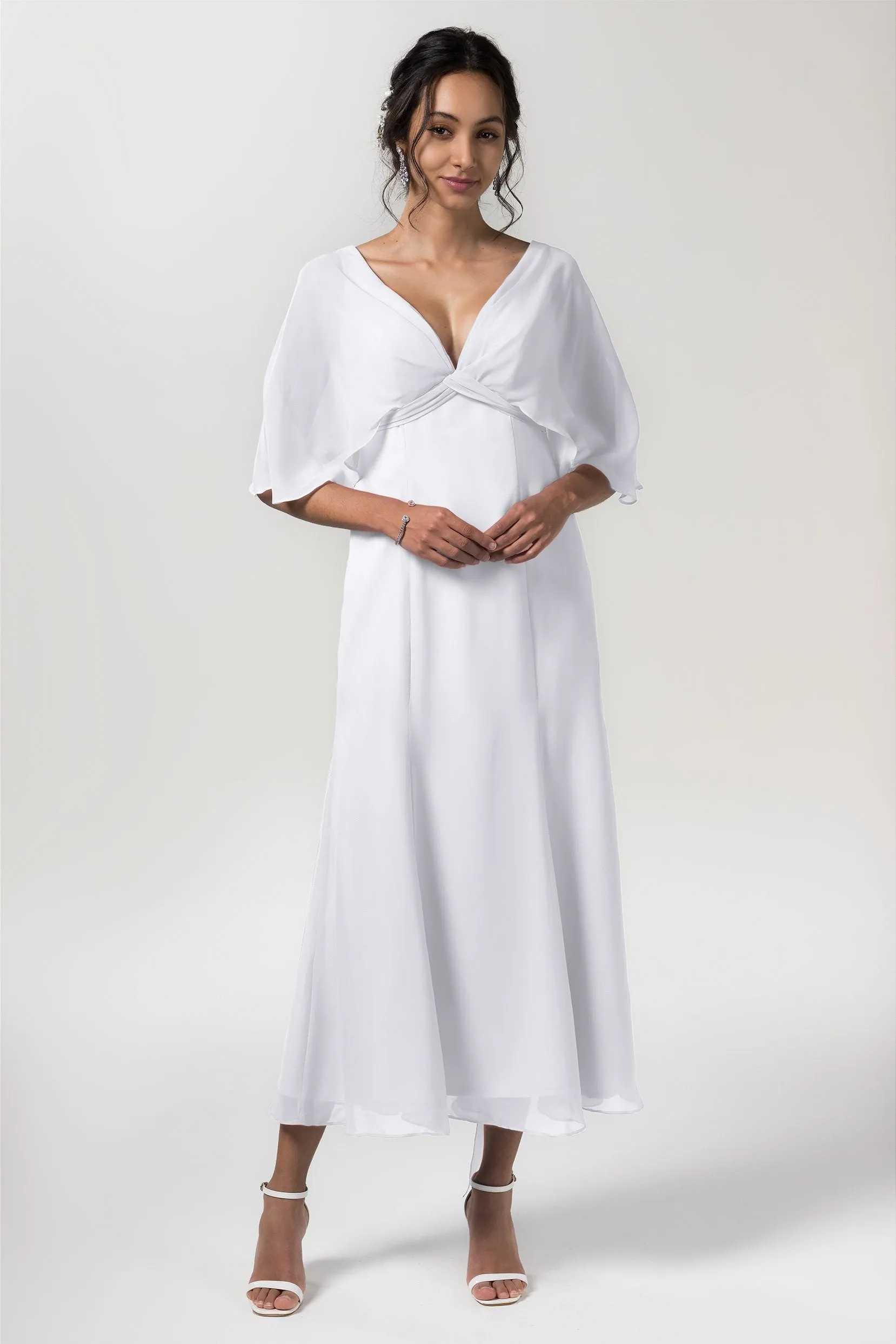 A-Line Tea Length Chiffon Bridesmaid Dress CB0553