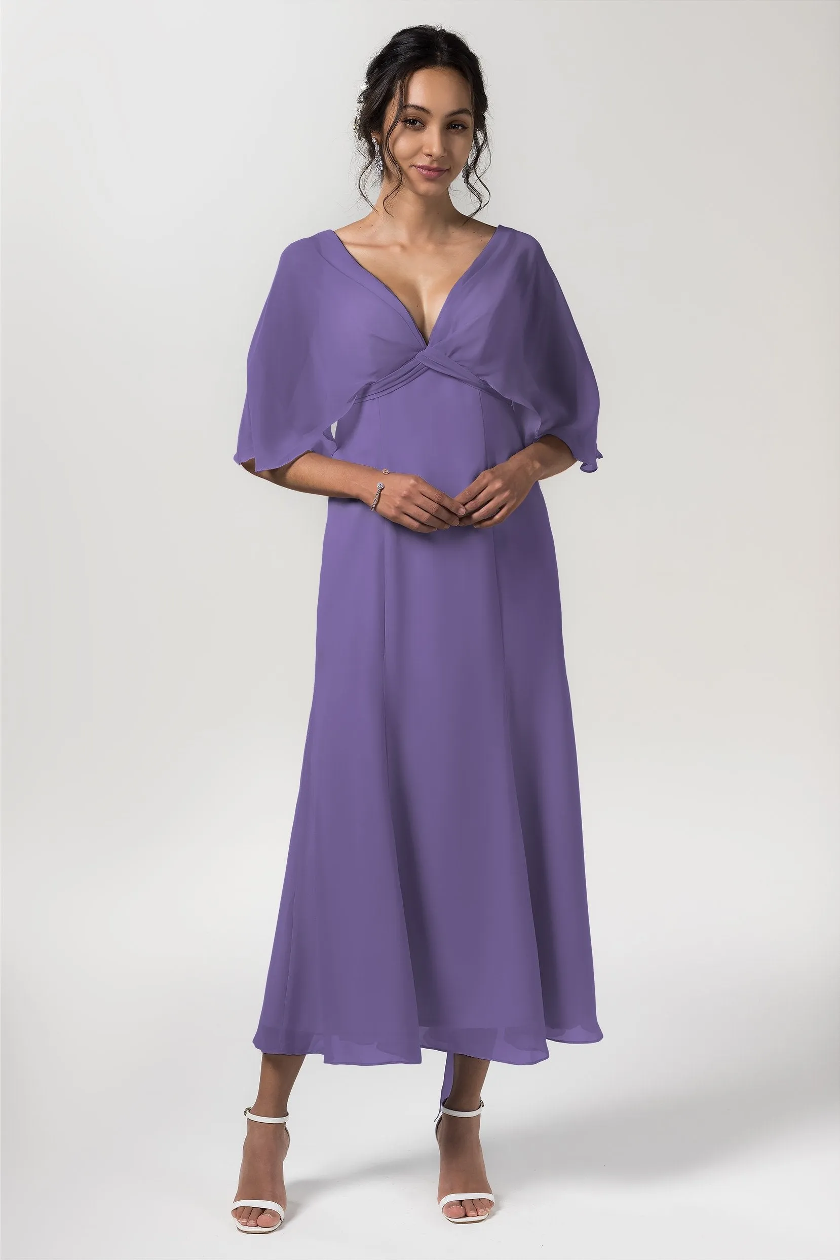A-Line Tea Length Chiffon Bridesmaid Dress CB0553