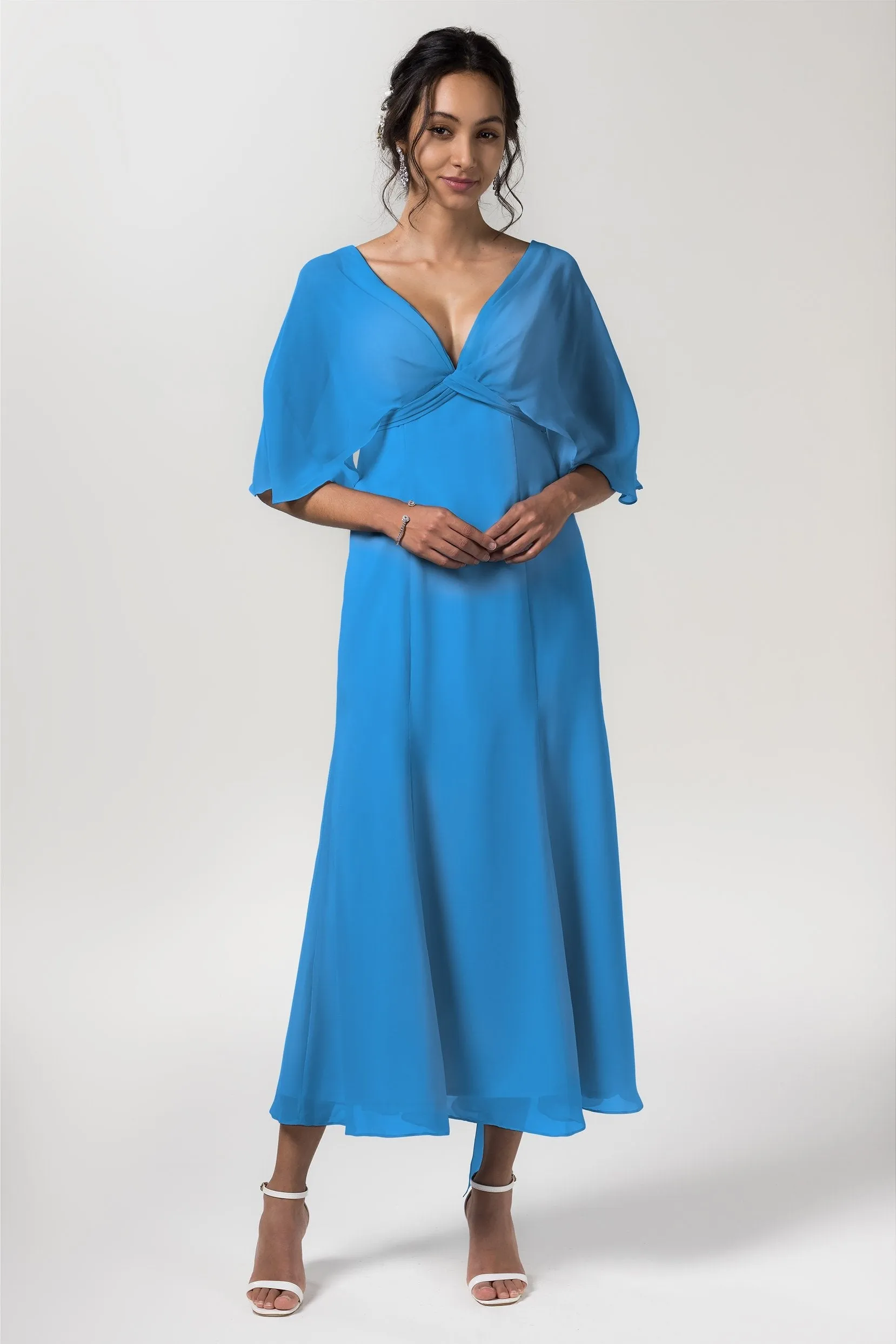 A-Line Tea Length Chiffon Bridesmaid Dress CB0553