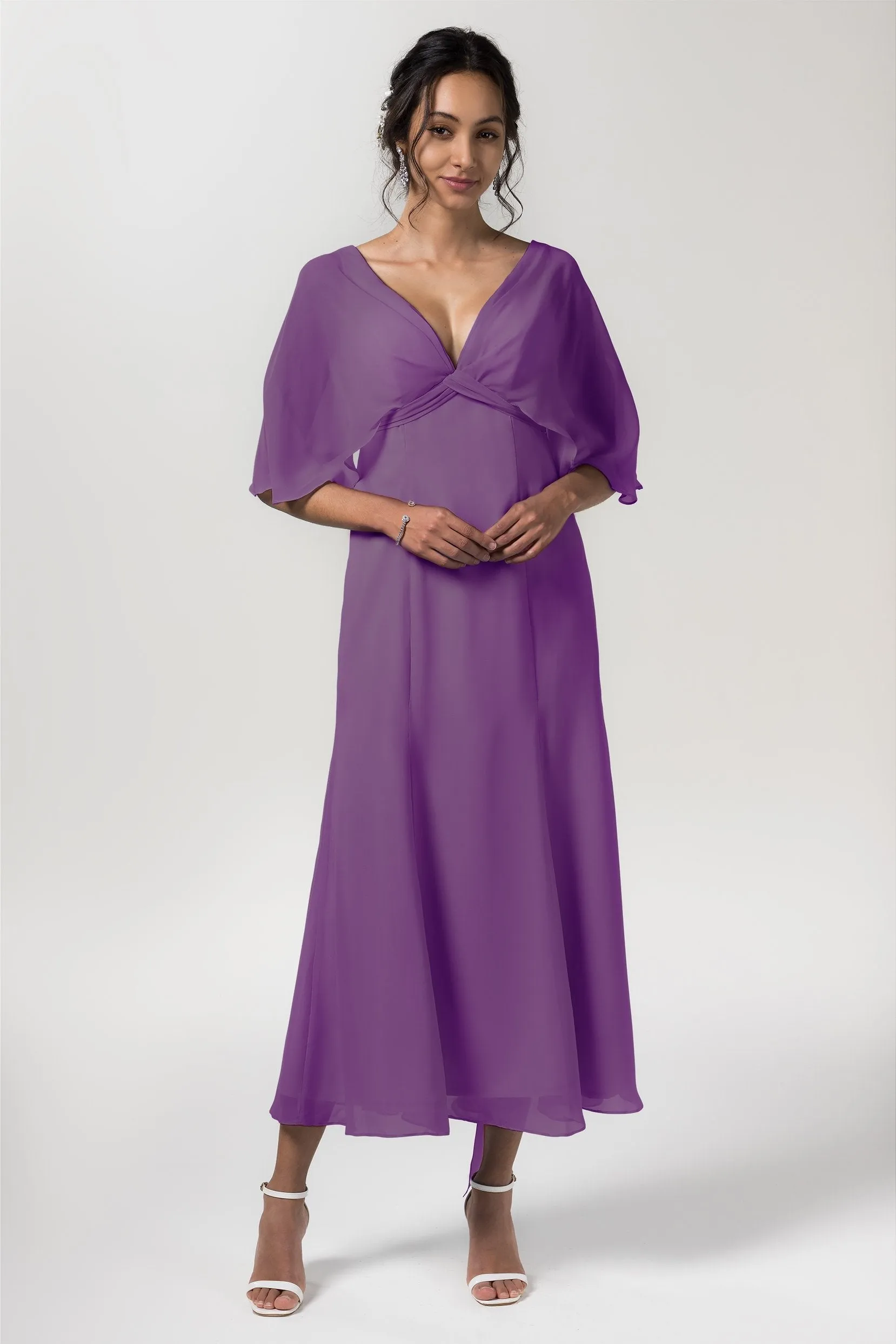 A-Line Tea Length Chiffon Bridesmaid Dress CB0553