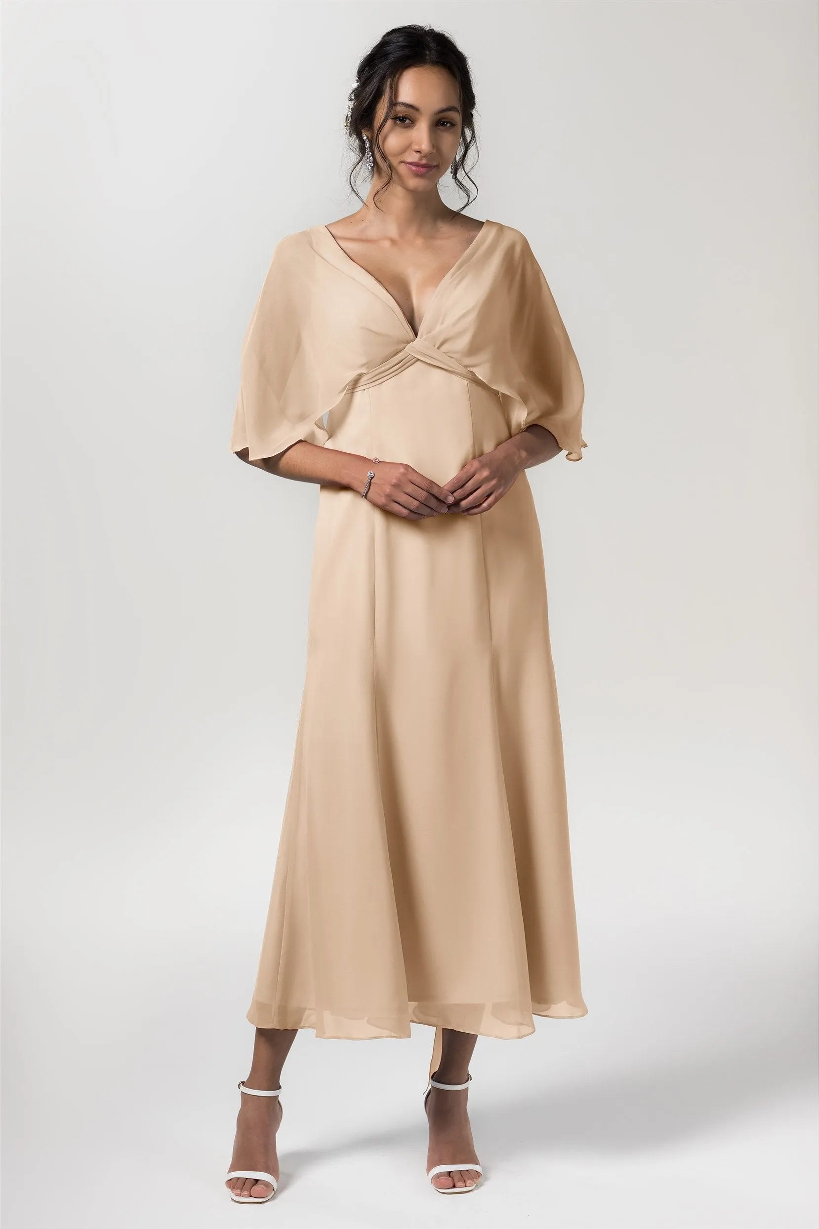A-Line Tea Length Chiffon Bridesmaid Dress CB0553