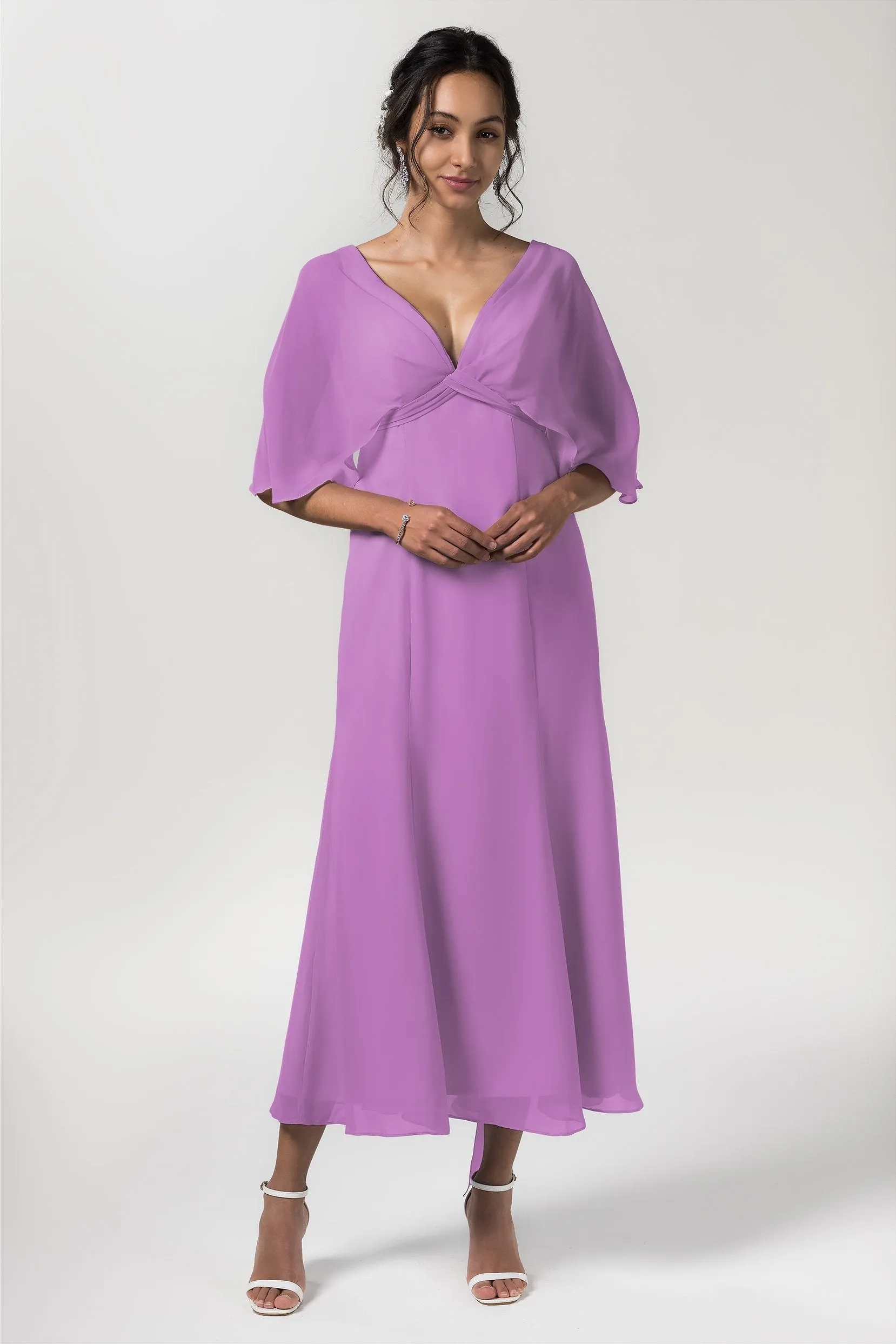 A-Line Tea Length Chiffon Bridesmaid Dress CB0553