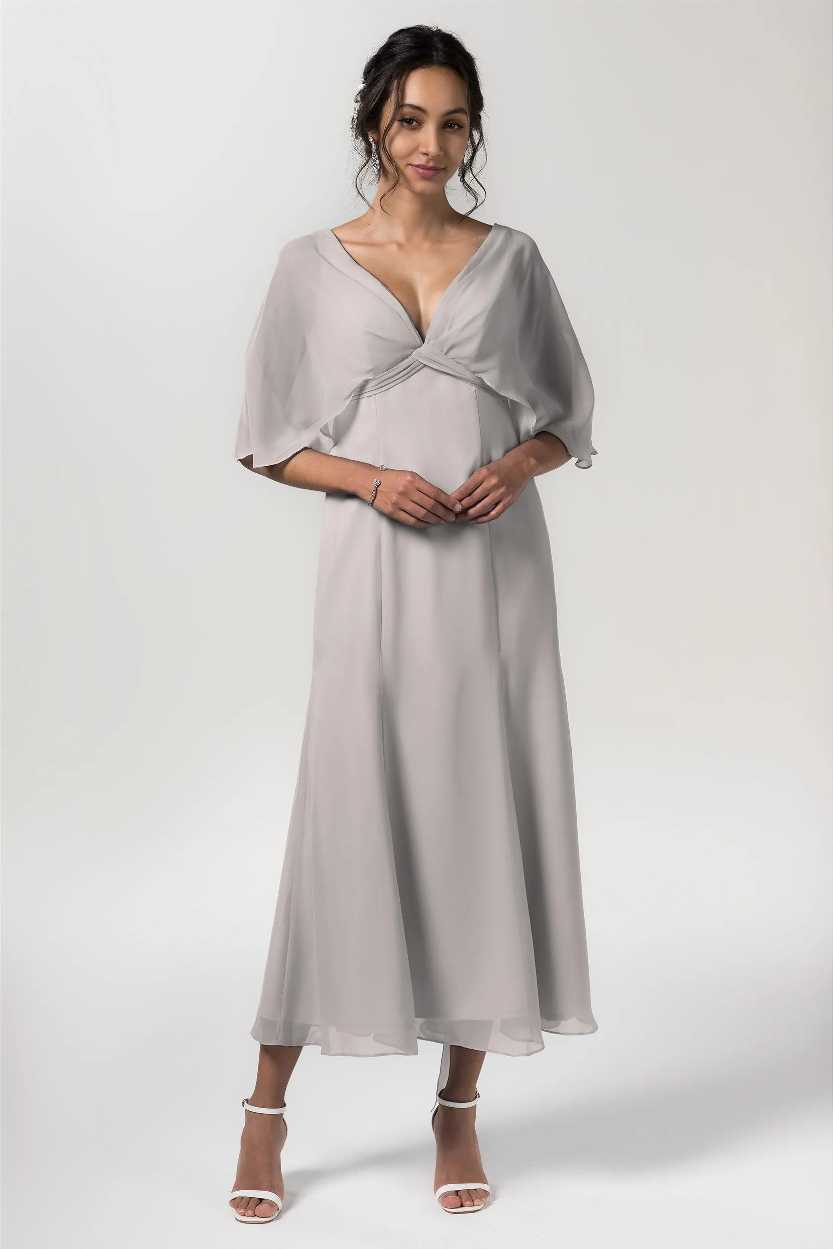A-Line Tea Length Chiffon Bridesmaid Dress CB0553