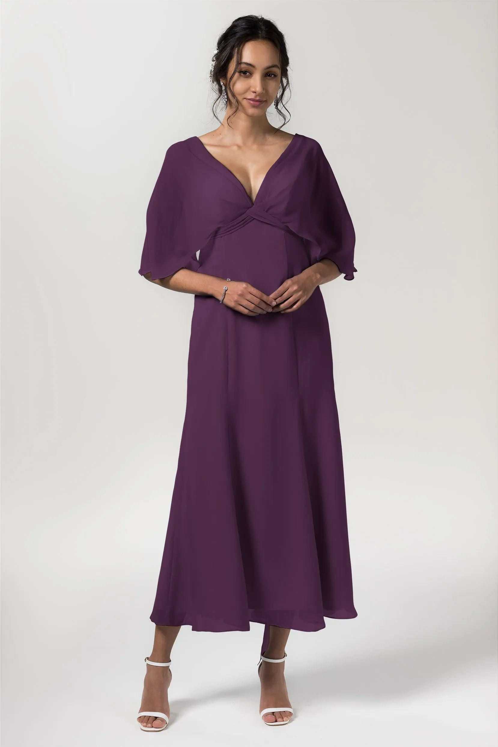 A-Line Tea Length Chiffon Bridesmaid Dress CB0553