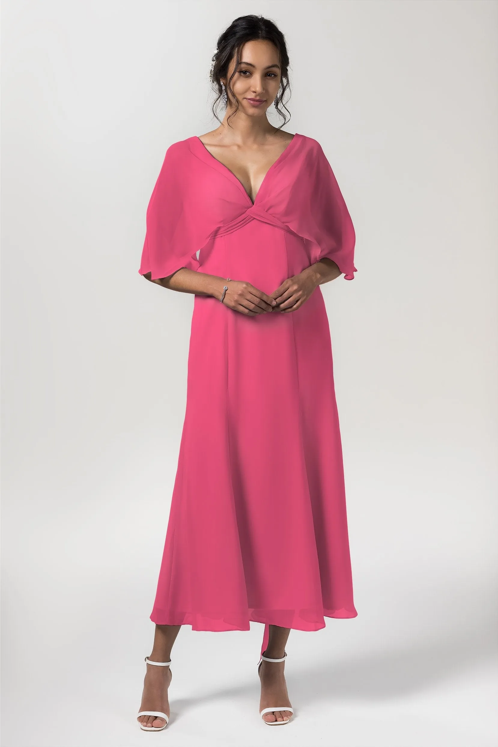A-Line Tea Length Chiffon Bridesmaid Dress CB0553