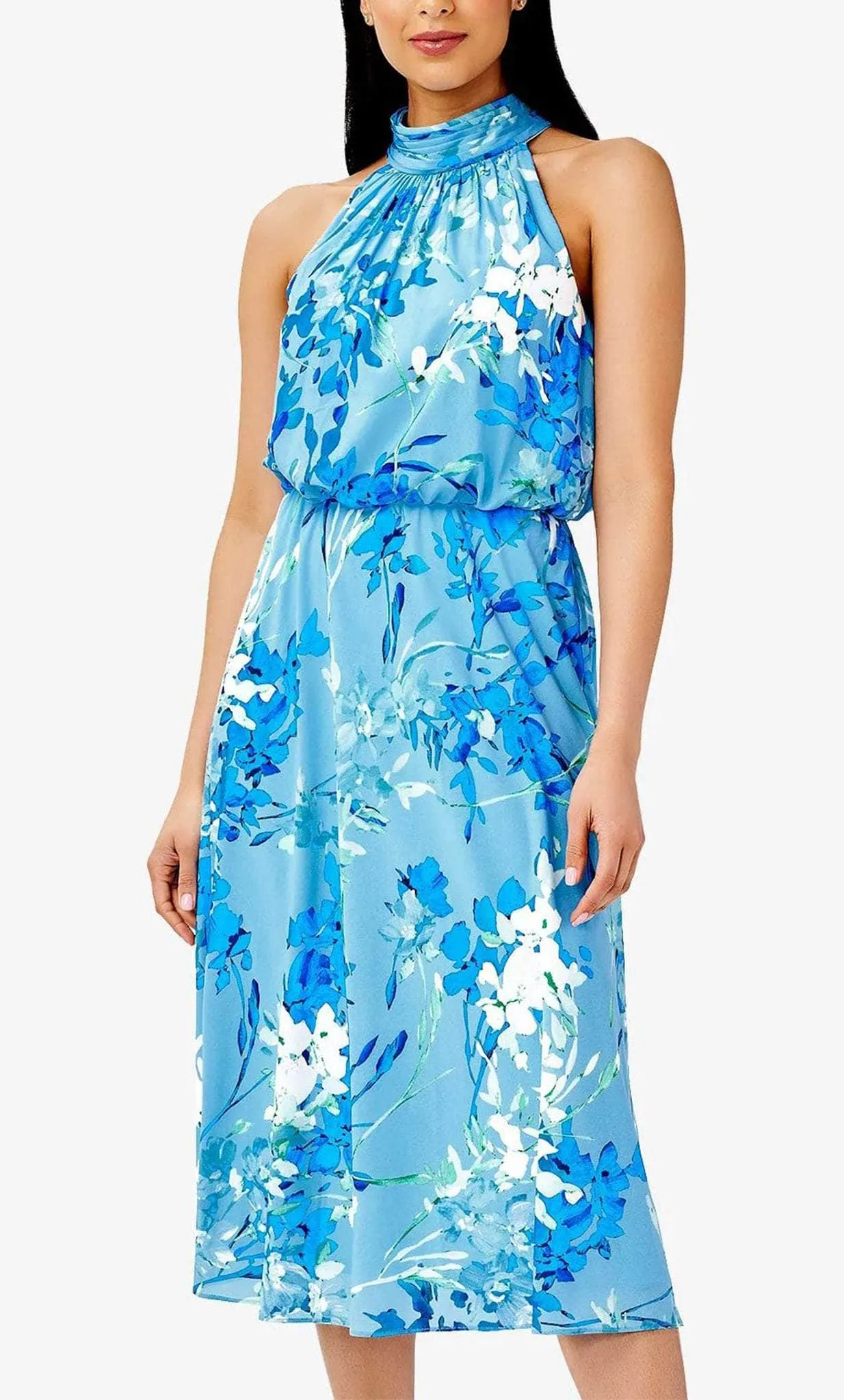 Adrianna Papell AP1D104758 - Tea Length Floral Halter Dress