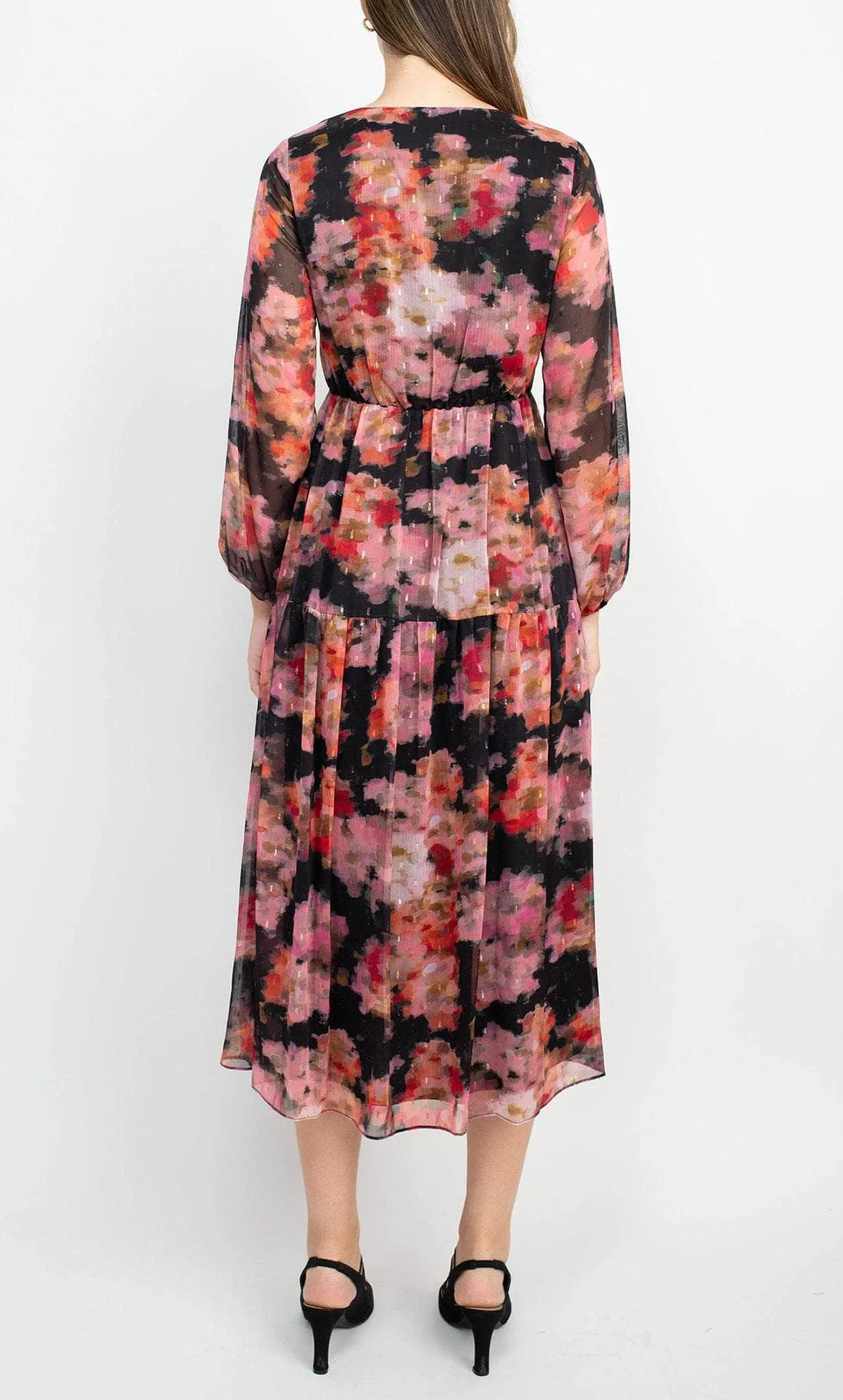Adrianna Papell AP1E209660 - Tea Length Floral Chiffon Dress