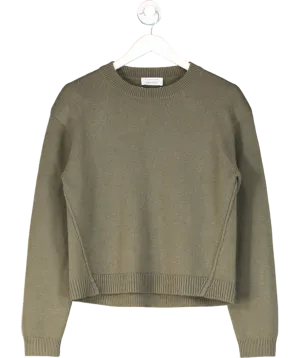 & Other Stories Green Padded-shoulder 100% Merino Wool Jumper UK S