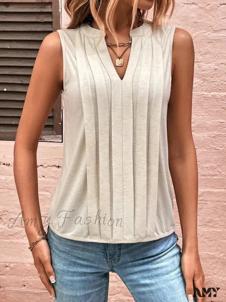 Amy Fashion - Fashion Style Elegant Pleated V-neck Blouse