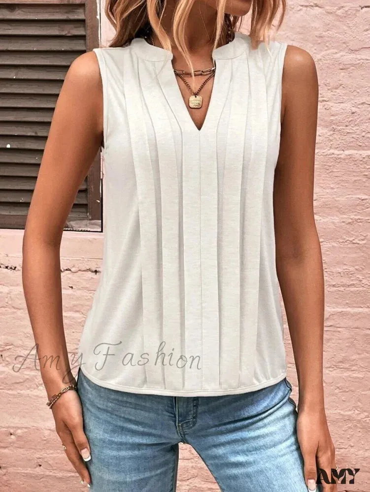 Amy Fashion - Fashion Style Elegant Pleated V-neck Blouse
