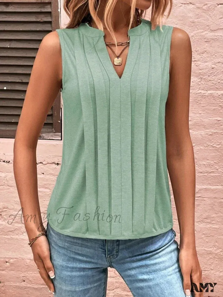 Amy Fashion - Fashion Style Elegant Pleated V-neck Blouse