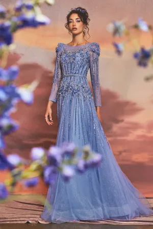 Andrea & Leo A1167 Long Sleeves Beaded Embellishment Evening Gown