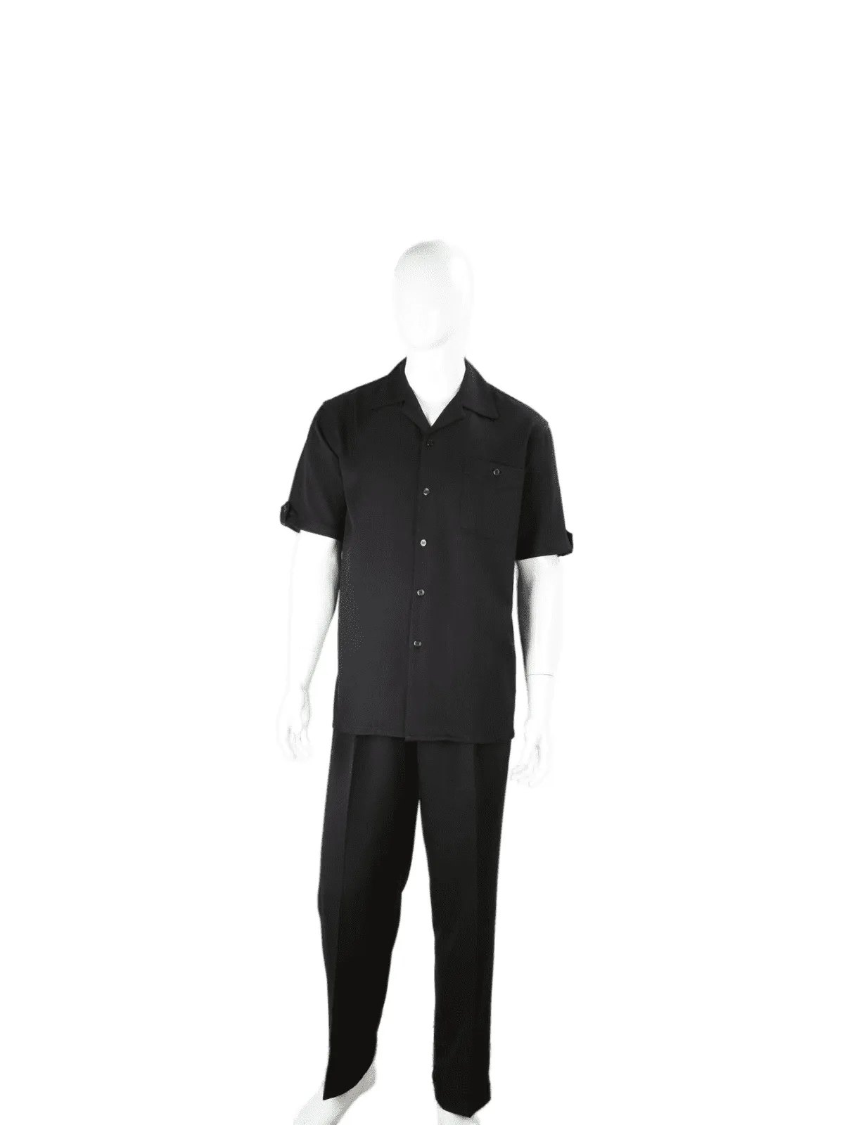 Apollo King Royal Diamond Solid Black Classic Fit 2 Piece Walking Suit