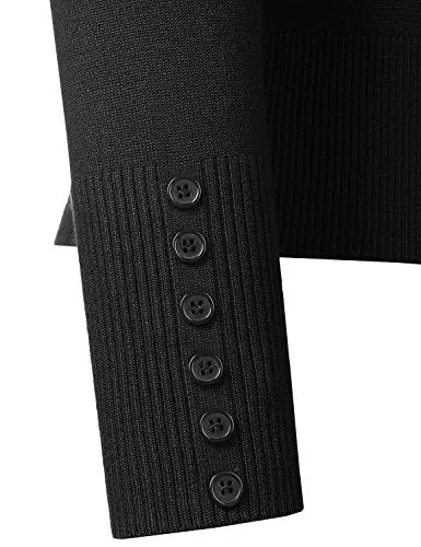BIADANI Women Button Down Long Sleeve Soft V-Neck Cardigan Sweater Black Large