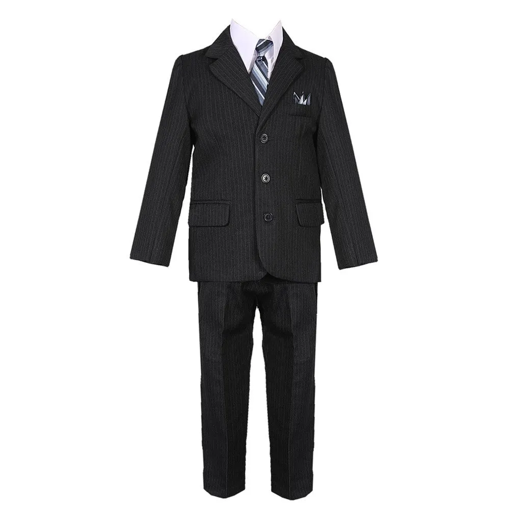 Big Boys Navy Blue 5 Piece Vest Jacket Pants Special Occasion Suit 8-20