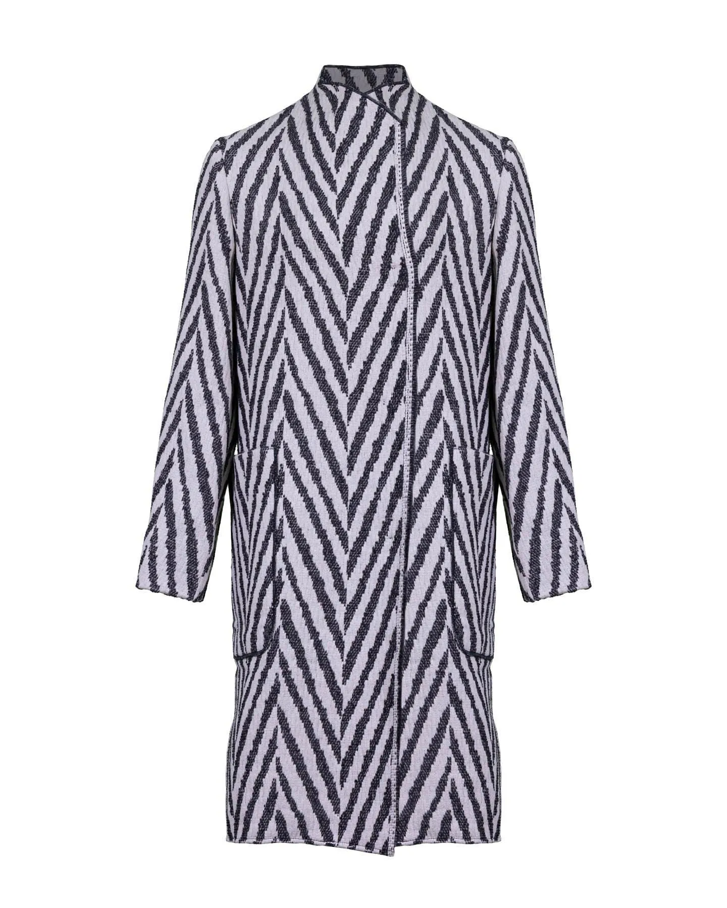 Black and White Chevron Overcoat