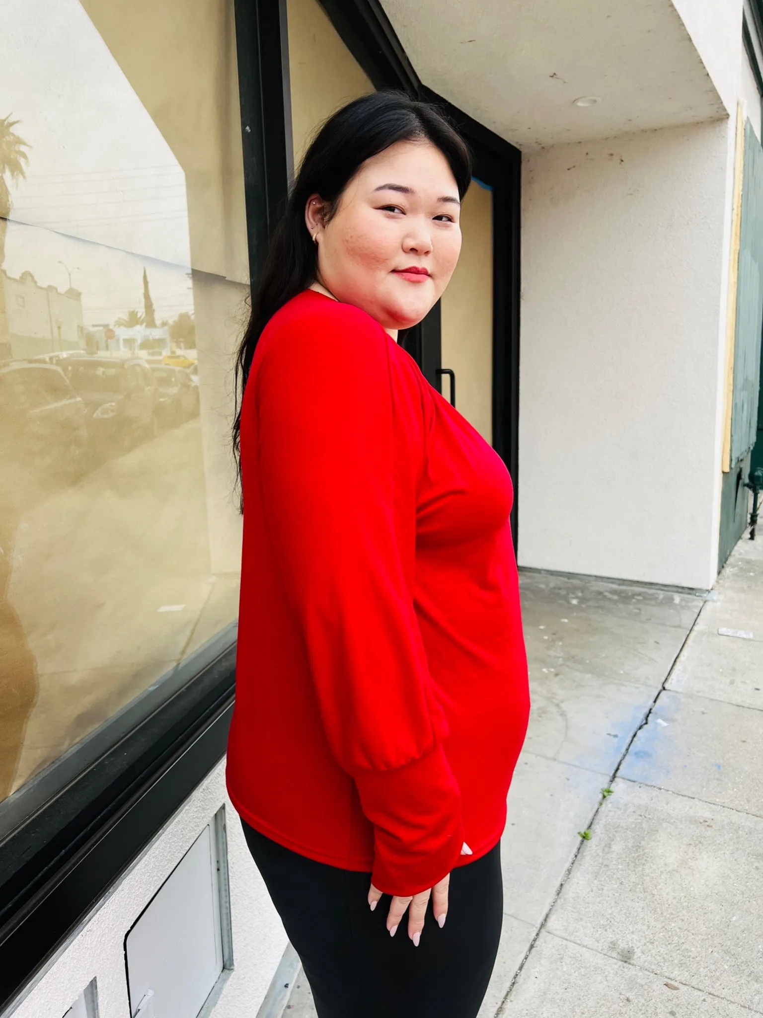 Bloomchic Crew Neck Long Sleeve Top with Bell Cuff, Multiple Colors & Sizes Available!