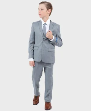 Boys Shark Grey Slim Fit Sharkskin Suit