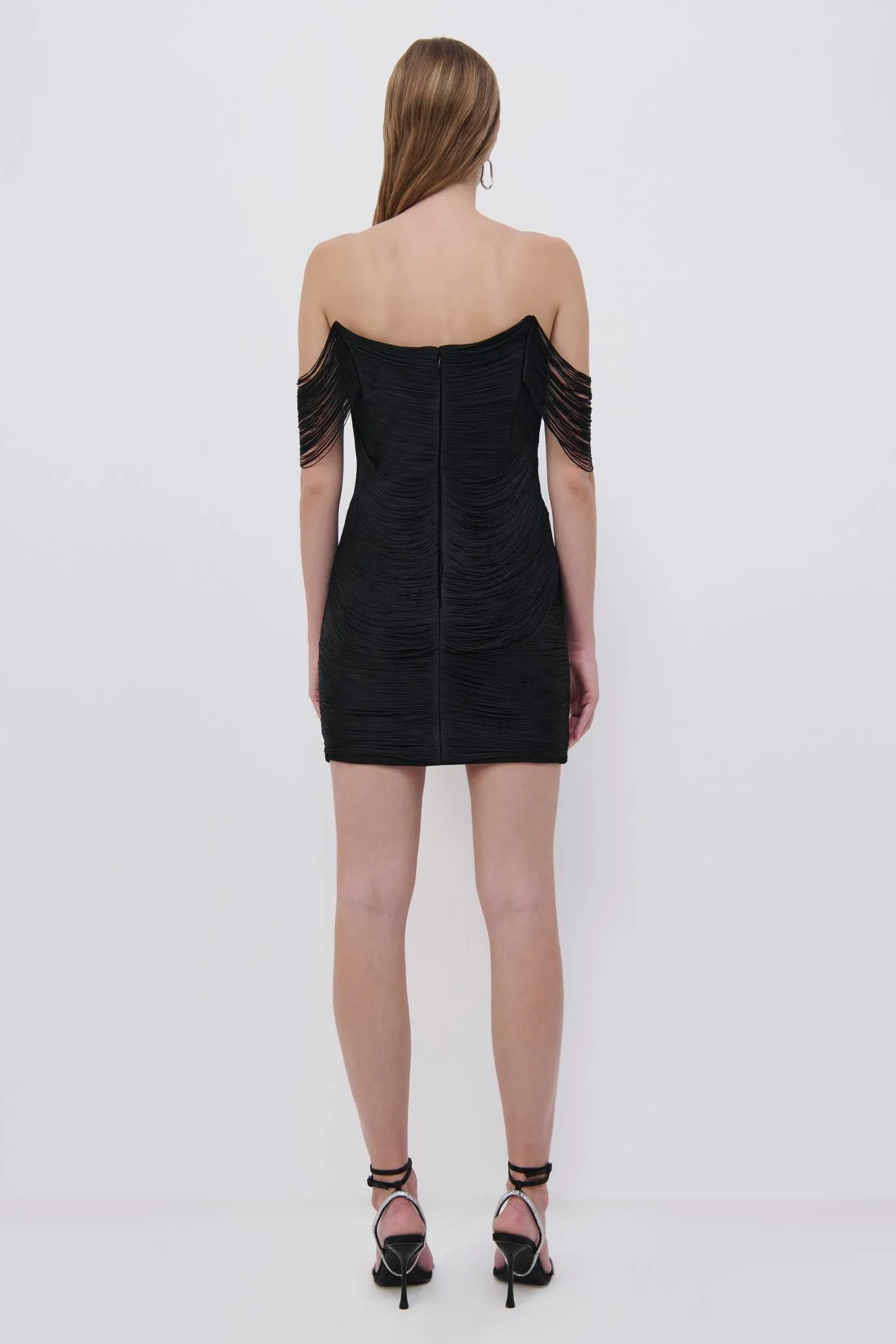 Camden Draped Fringe Mini Dress