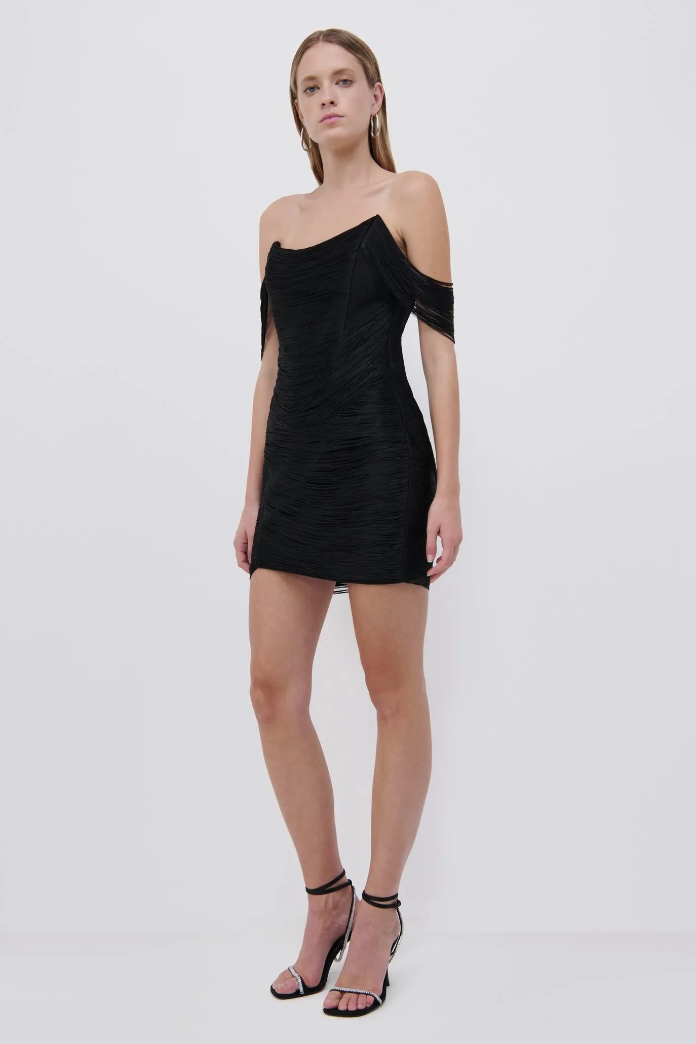 Camden Draped Fringe Mini Dress