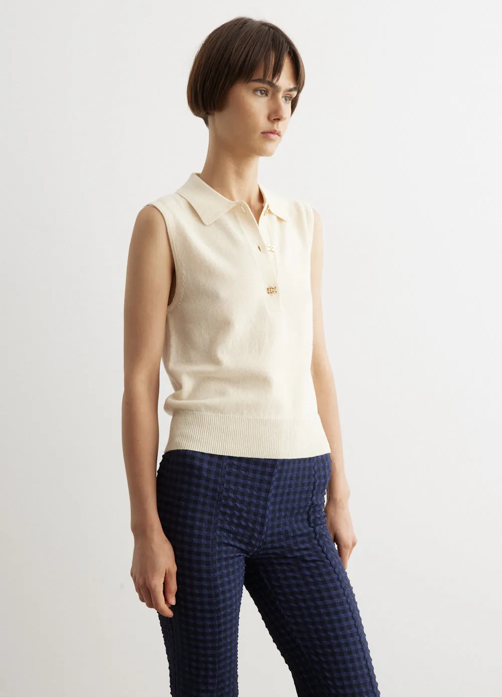 Cashmere Mix Sleeveless Polo