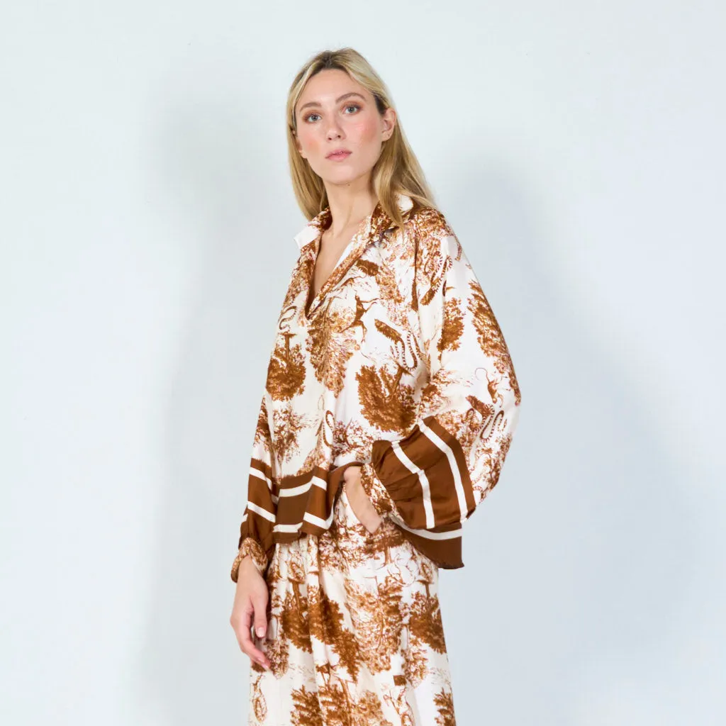 Classic toile print blouse wholesale